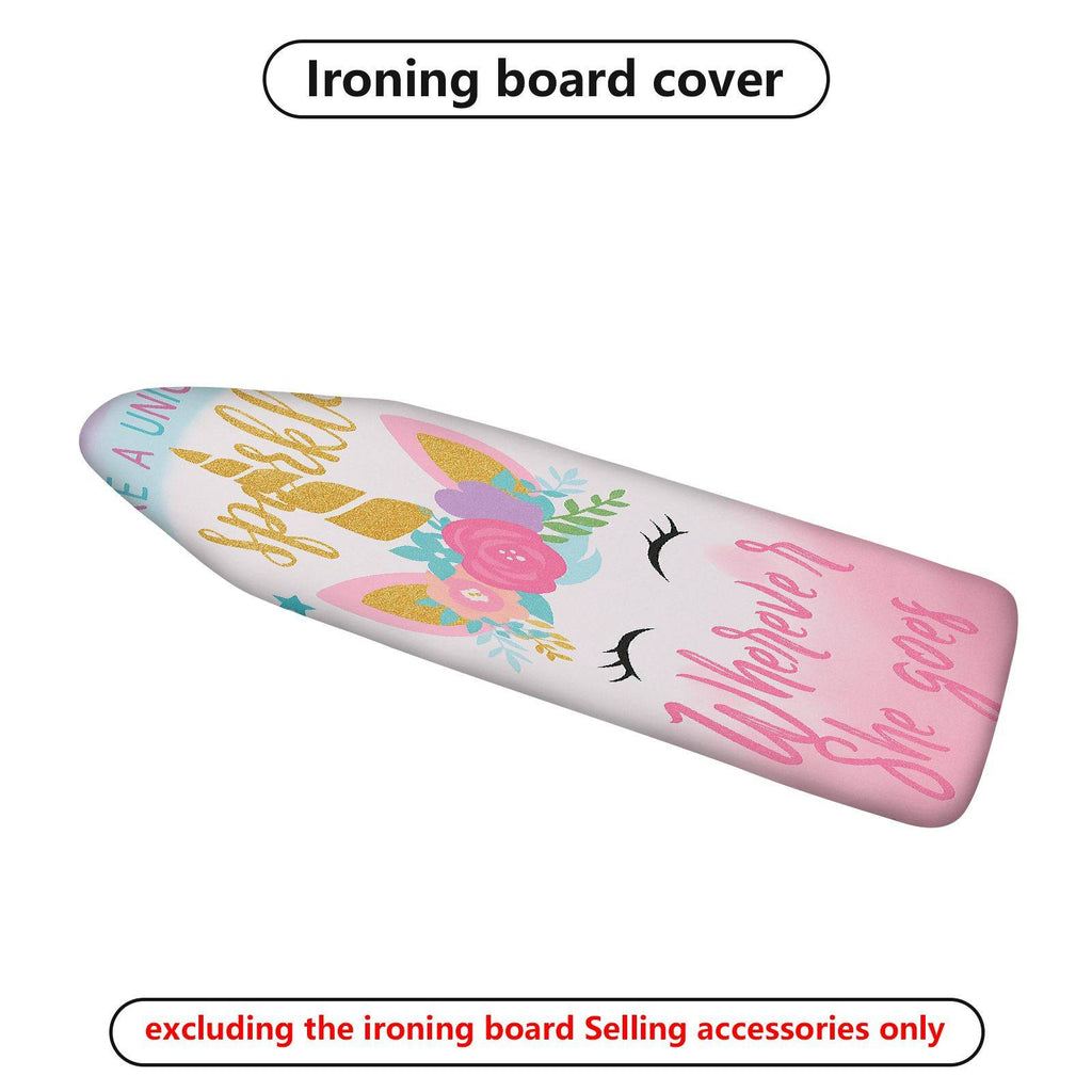1-Piece Unicorn Pink Glitter Rainbow  Ironing Board Cover, Universal Size, Without Board