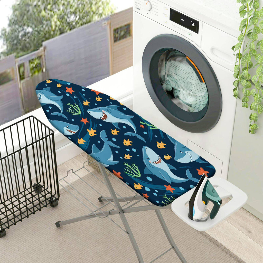 1-Piece Shark Ocean Fish  Ironing Board Cover, Universal Size, Without Board