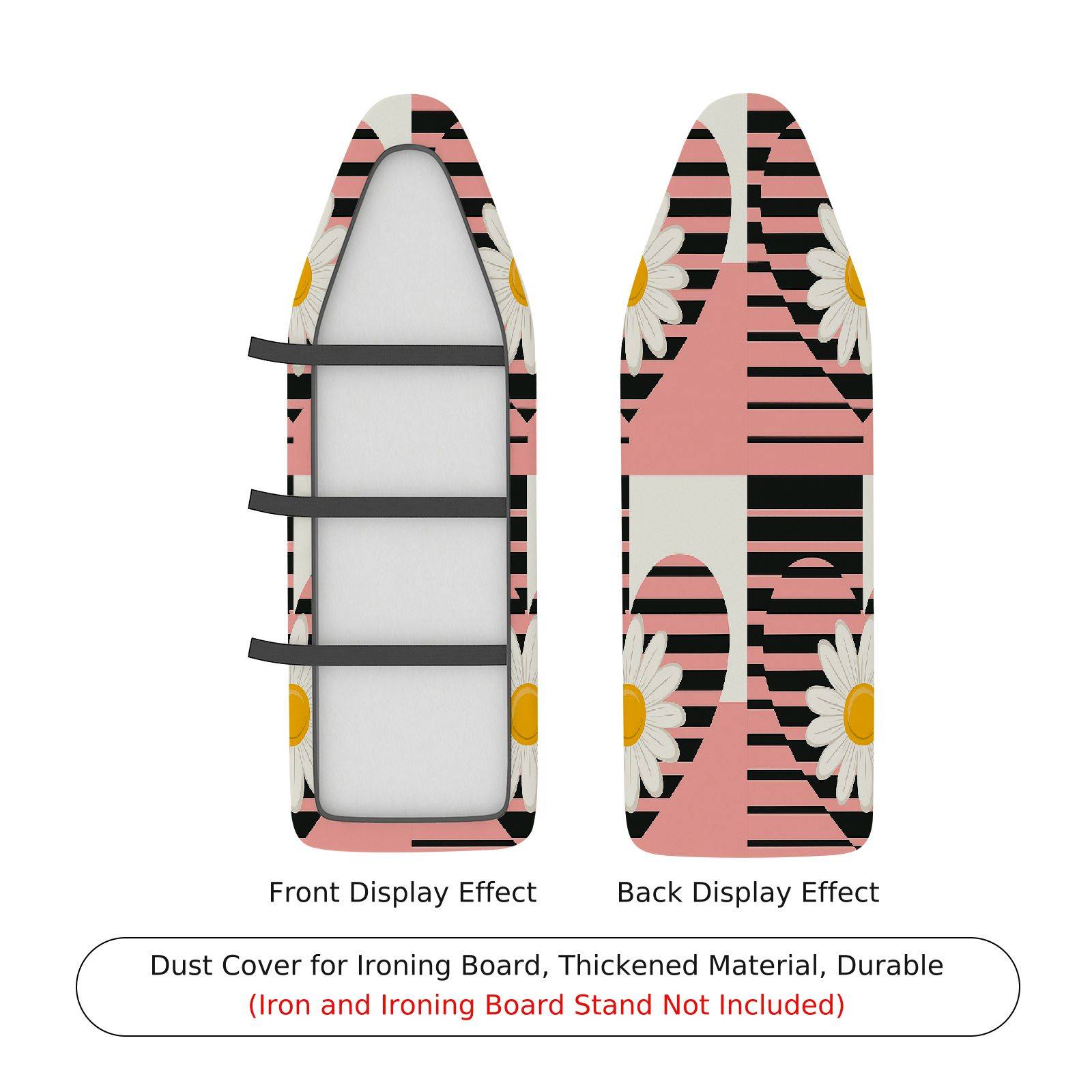 1-Piece Floral Stripe Pink  Ironing Board Cover, Universal Size, Without Board