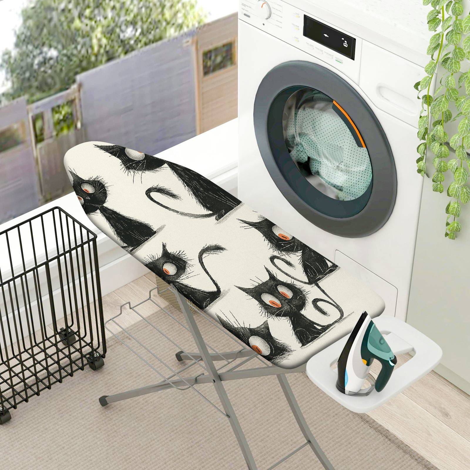 1-Piece Cat Pattern Black  Animal  Ironing Board Cover, Universal Size, Without Board