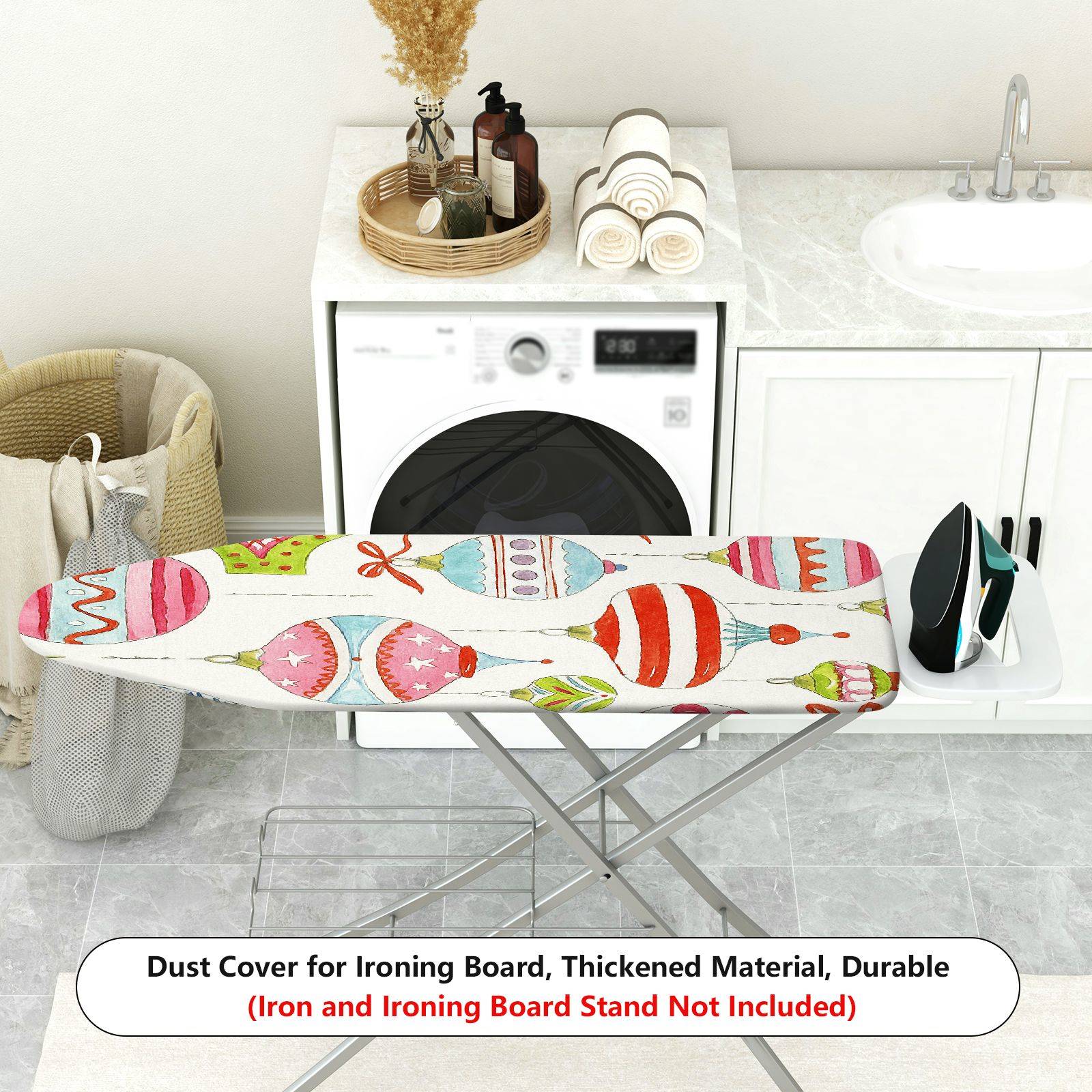 1-Piece Colorful Ornament Festive Christmas  Ironing Board Cover, Universal Size, Without Board