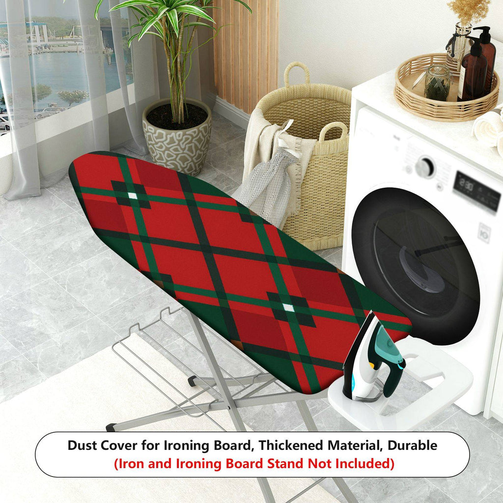 1-Piece Red Green Plaid Pattern Christmas  Ironing Board Cover, Universal Size, Without Board