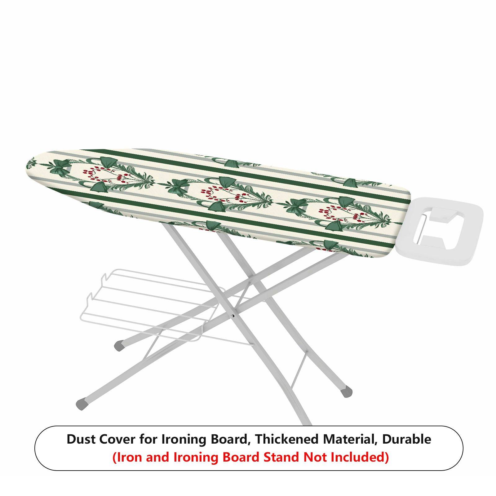 1-Piece Christmas Green Bow Stripe  Ironing Board Cover, Universal Size, Without Board