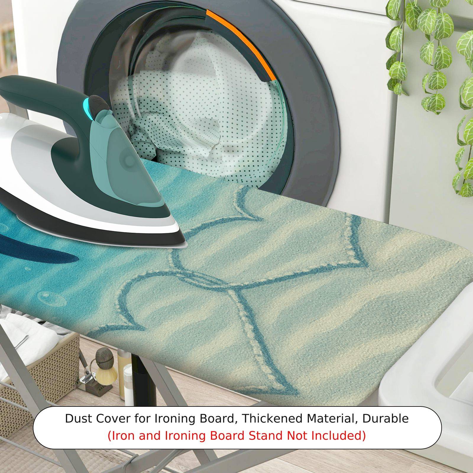 1-Piece Whale Ocean Blue  Ironing Board Cover, Universal Size, Without Board