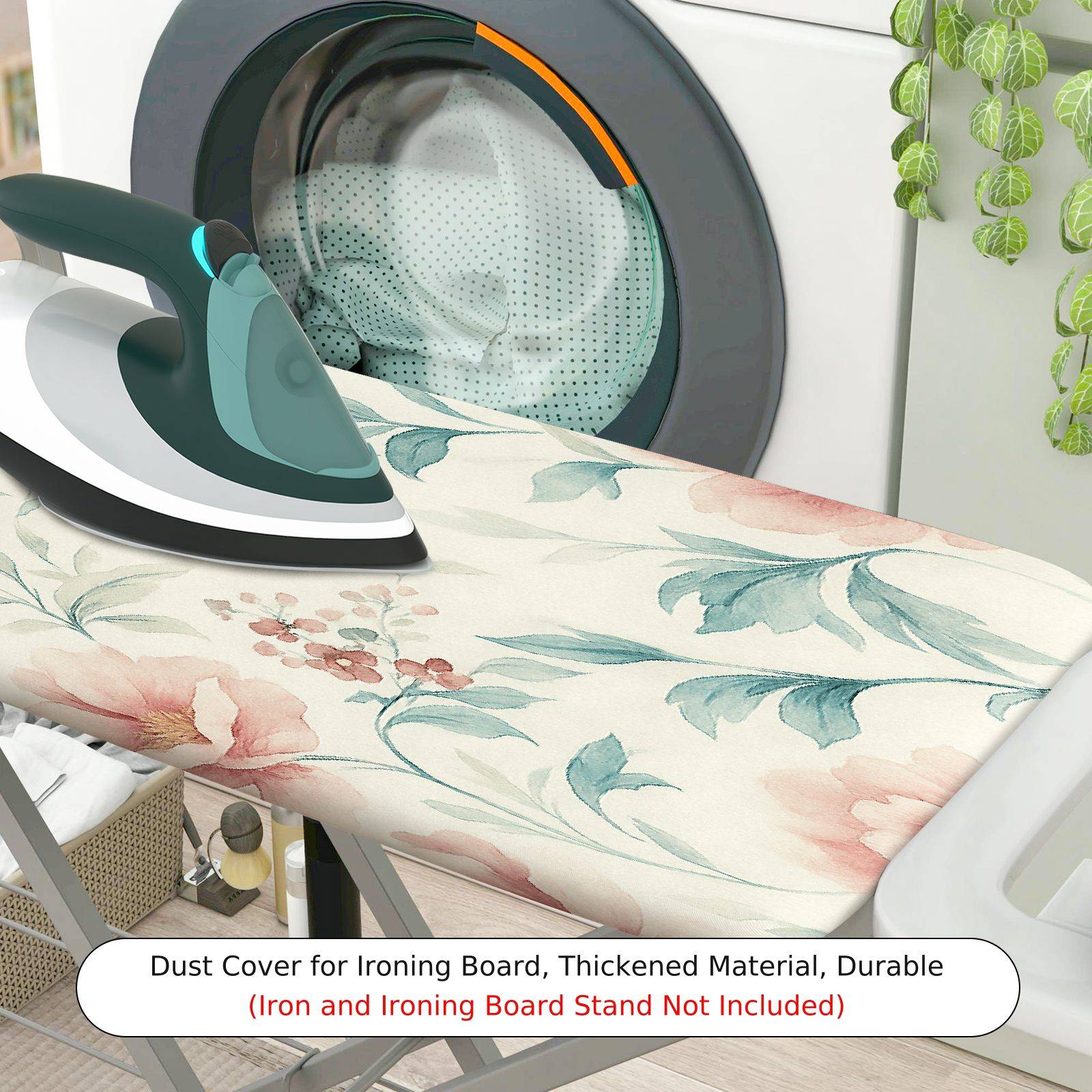 1-Piece Floral Pattern Pink Green  Ironing Board Cover, Universal Size, Without Board