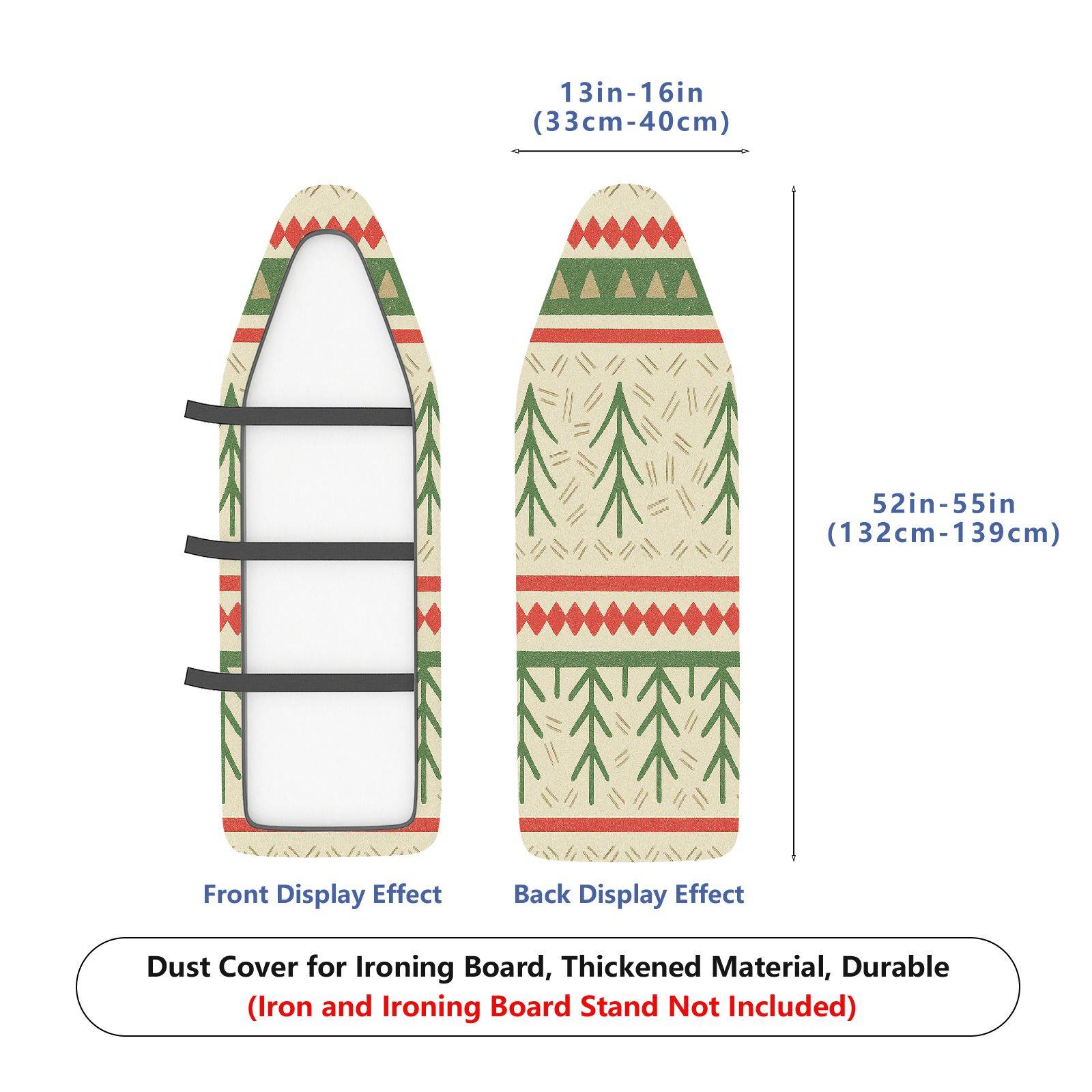 1-Piece Christmas Tree Nordic Red Green  Ironing Board Cover, Universal Size, Without Board