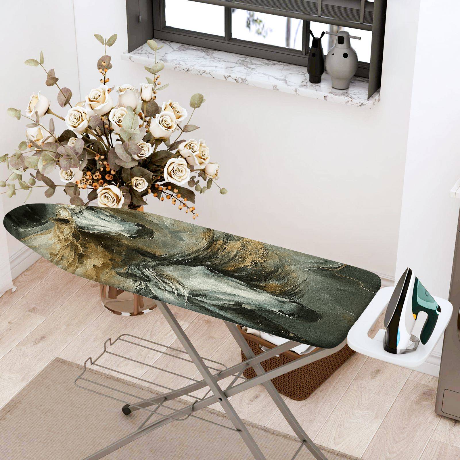 1-Piece Horse Art Animal Decorative  Ironing Board Cover, Universal Size, Without Board
