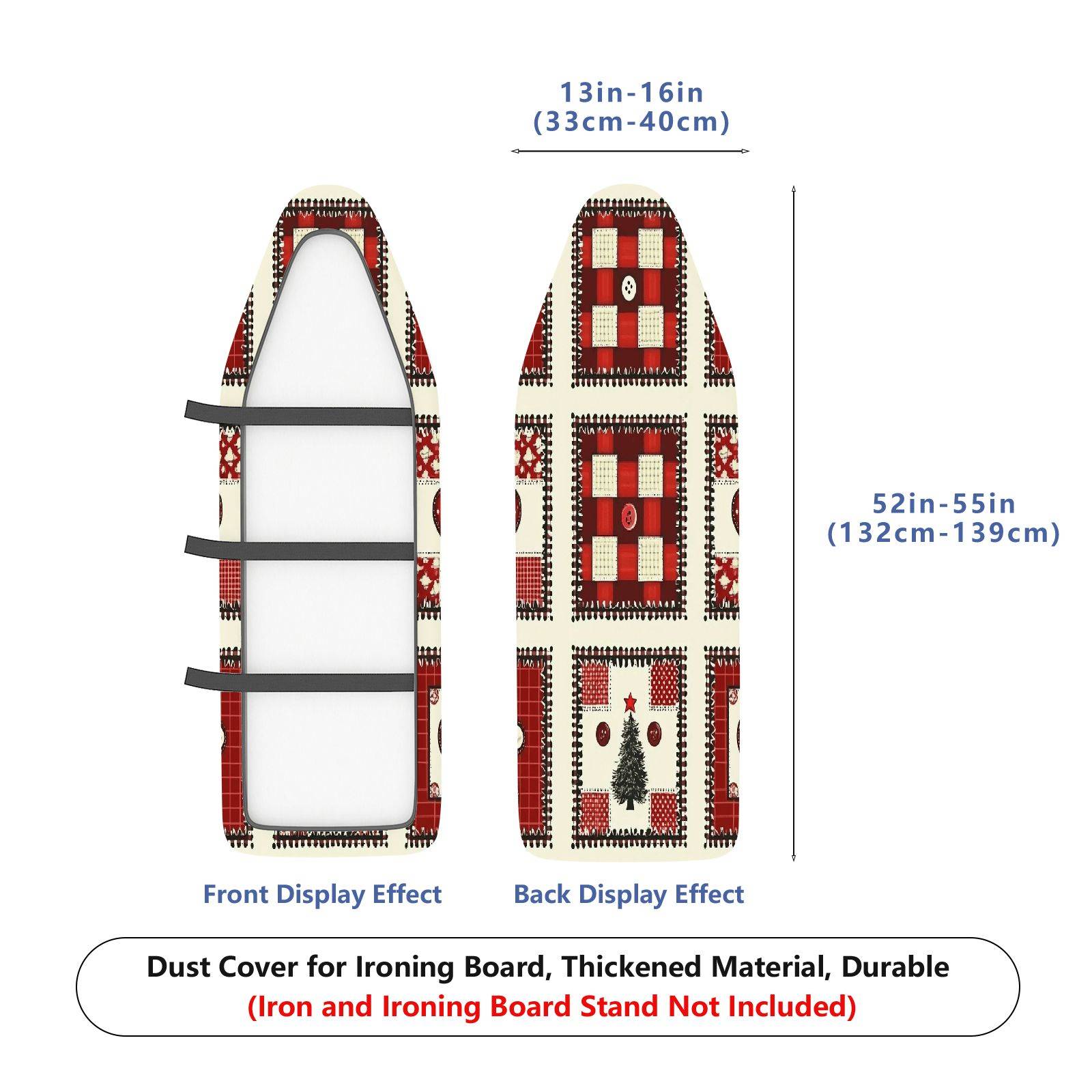 1-Piece Christmas Tree Button Heart  Ironing Board Cover, Universal Size, Without Board