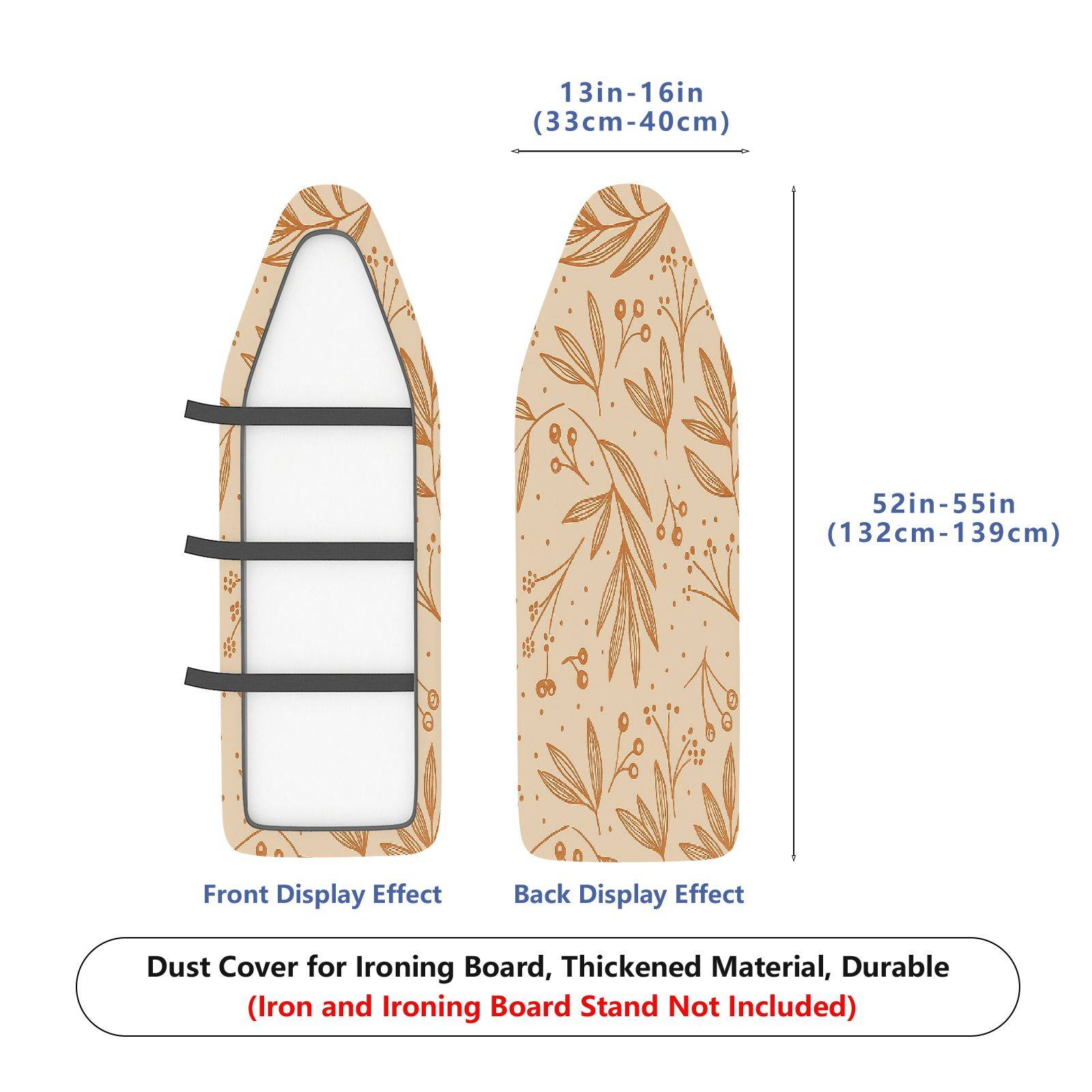 1-Piece Floral Vintage Beige  Ironing Board Cover, Universal Size, Without Board