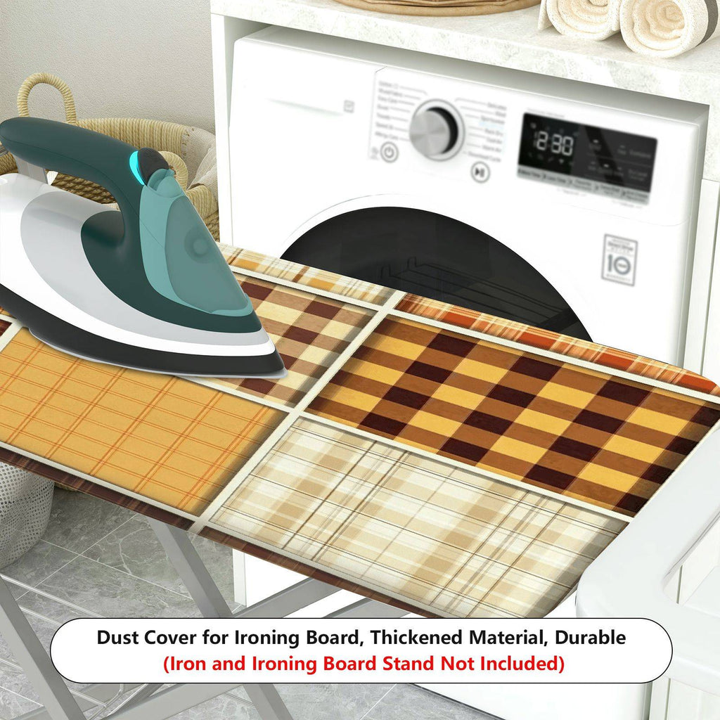 1-Piece Plaid Brown Beige  Ironing Board Cover, Universal Size, Without Board