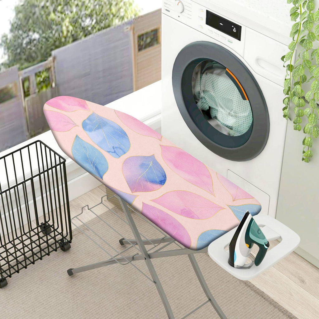 1-Piece Pink Blue Leaf Pattern  Ironing Board Cover, Universal Size, Without Board