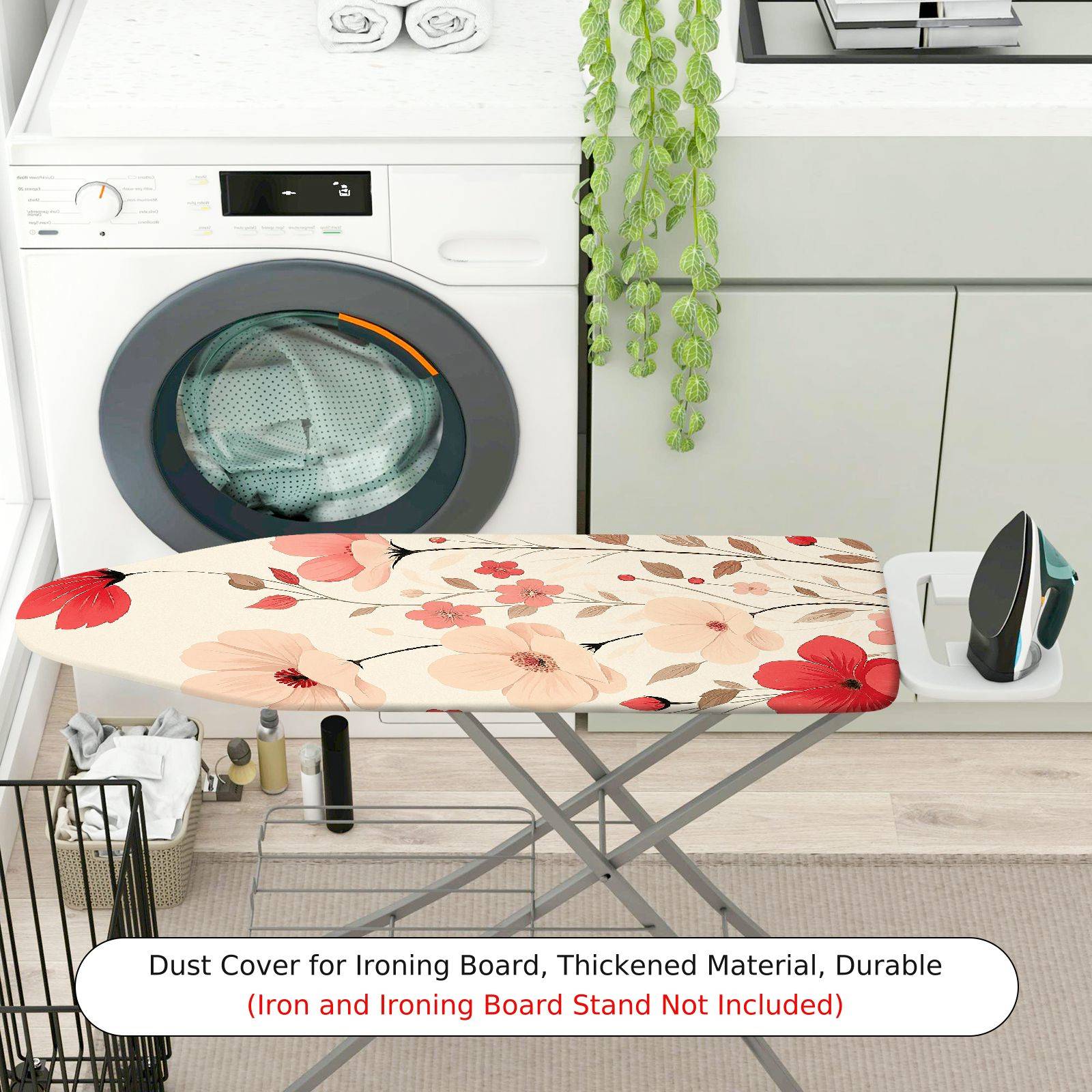 1-Piece Floral Pattern Pink Red Blossoms  Ironing Board Cover, Universal Size, Without Board