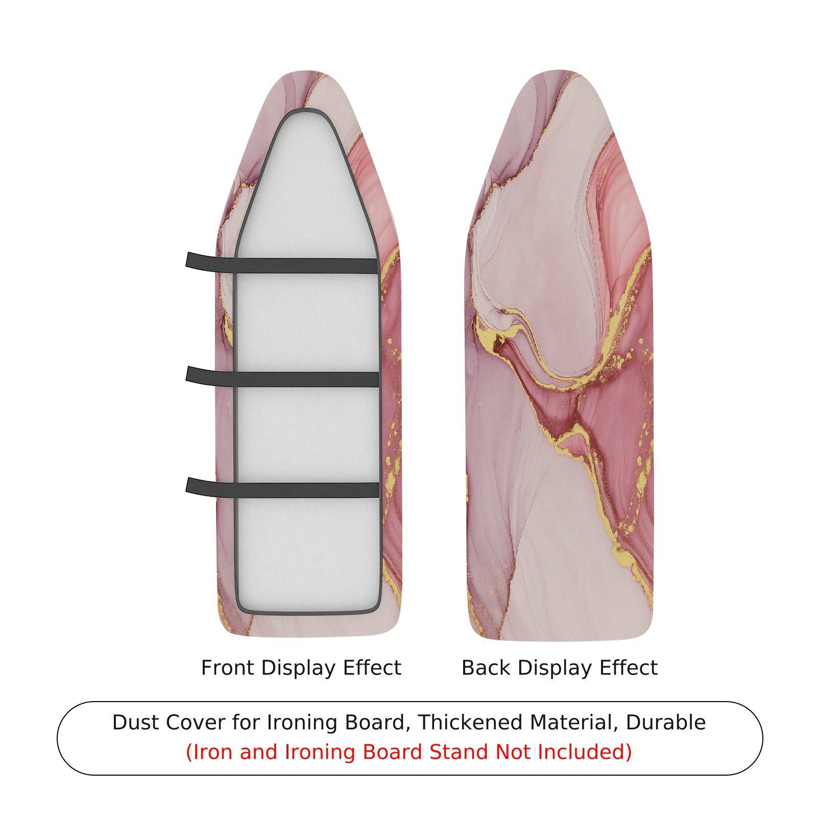 1-Piece Pink Gold Watercolor Marble  Ironing Board Cover, Universal Size, Without Board