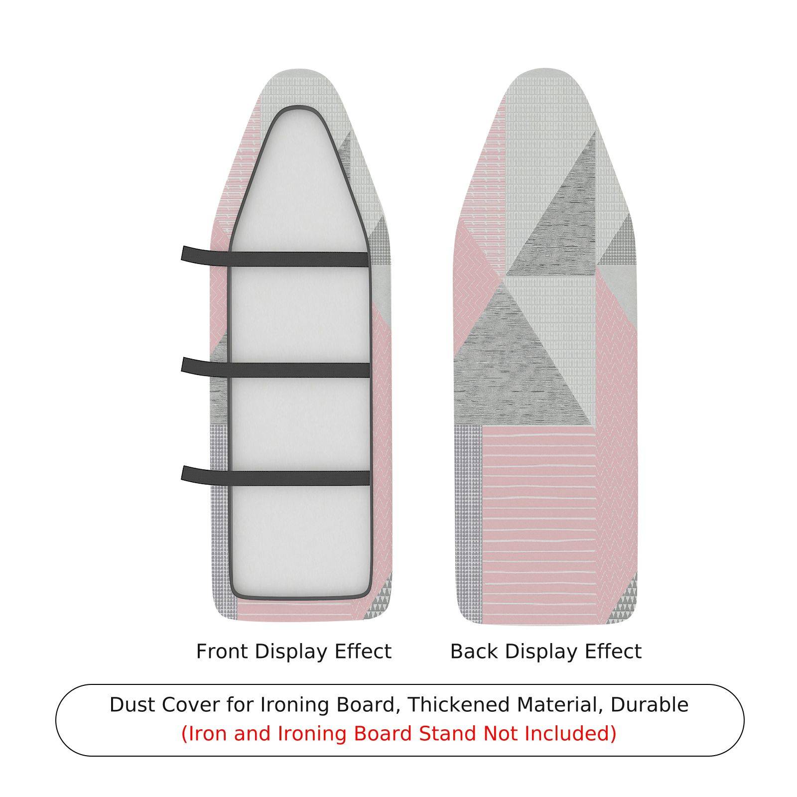 1-Piece Geometric Pink Grey  Ironing Board Cover, Universal Size, Without Board