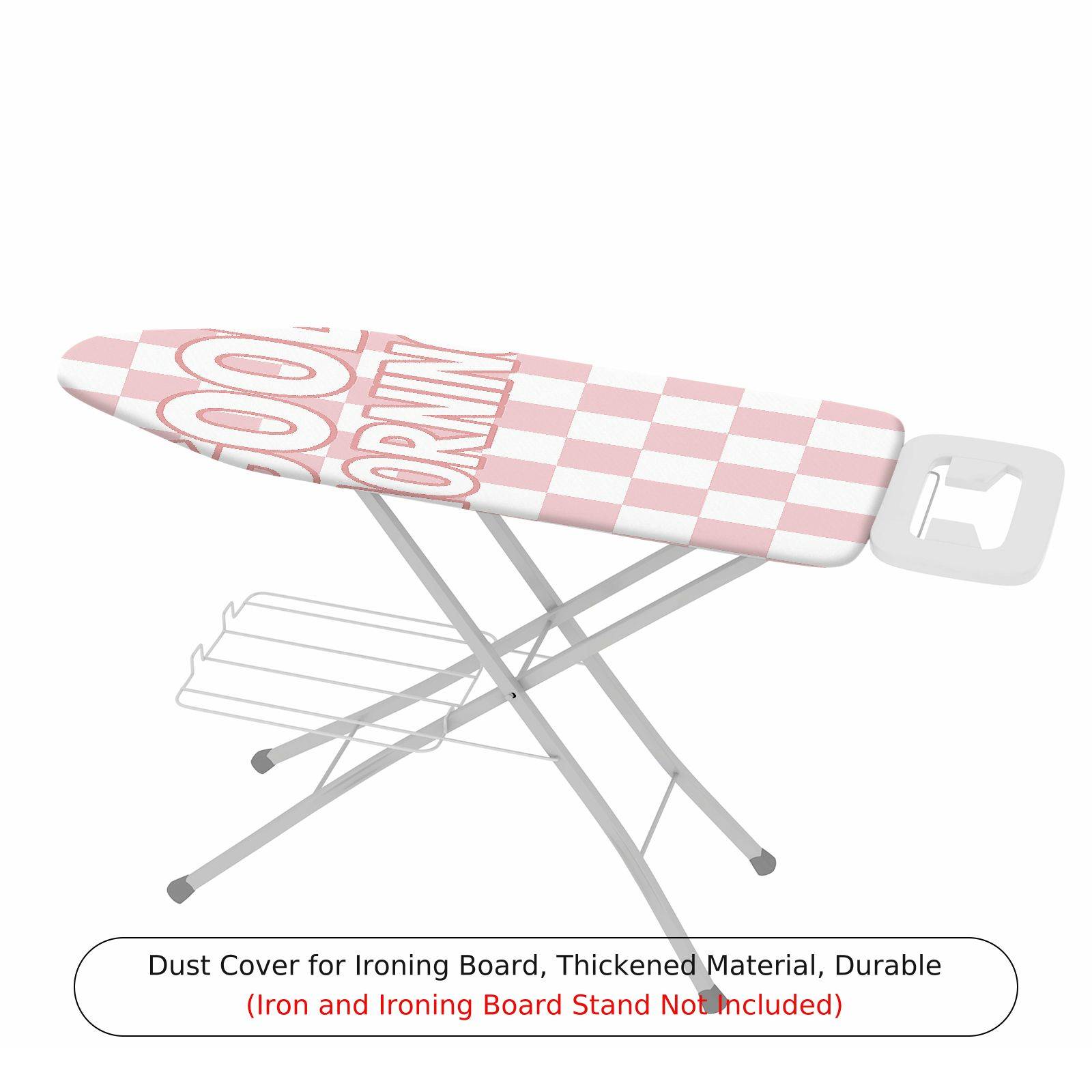 1-Piece Pink Checked Good Morning  Ironing Board Cover, Universal Size, Without Board