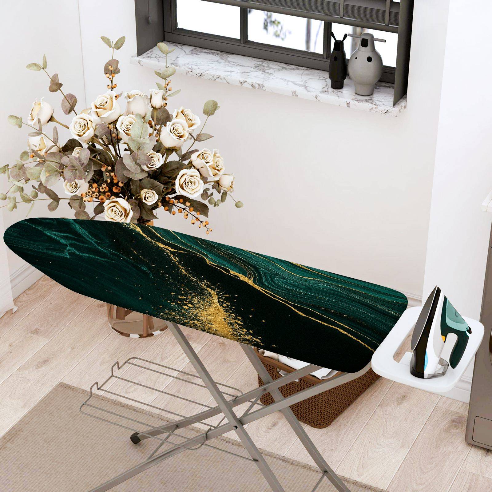 1-Piece Abstract Swirl Gold  Ironing Board Cover, Universal Size, Without Board