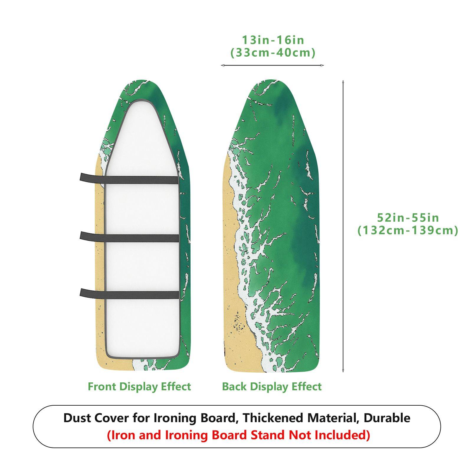 1-Piece Ocean Beach Waves  Ironing Board Cover, Universal Size, Without Board
