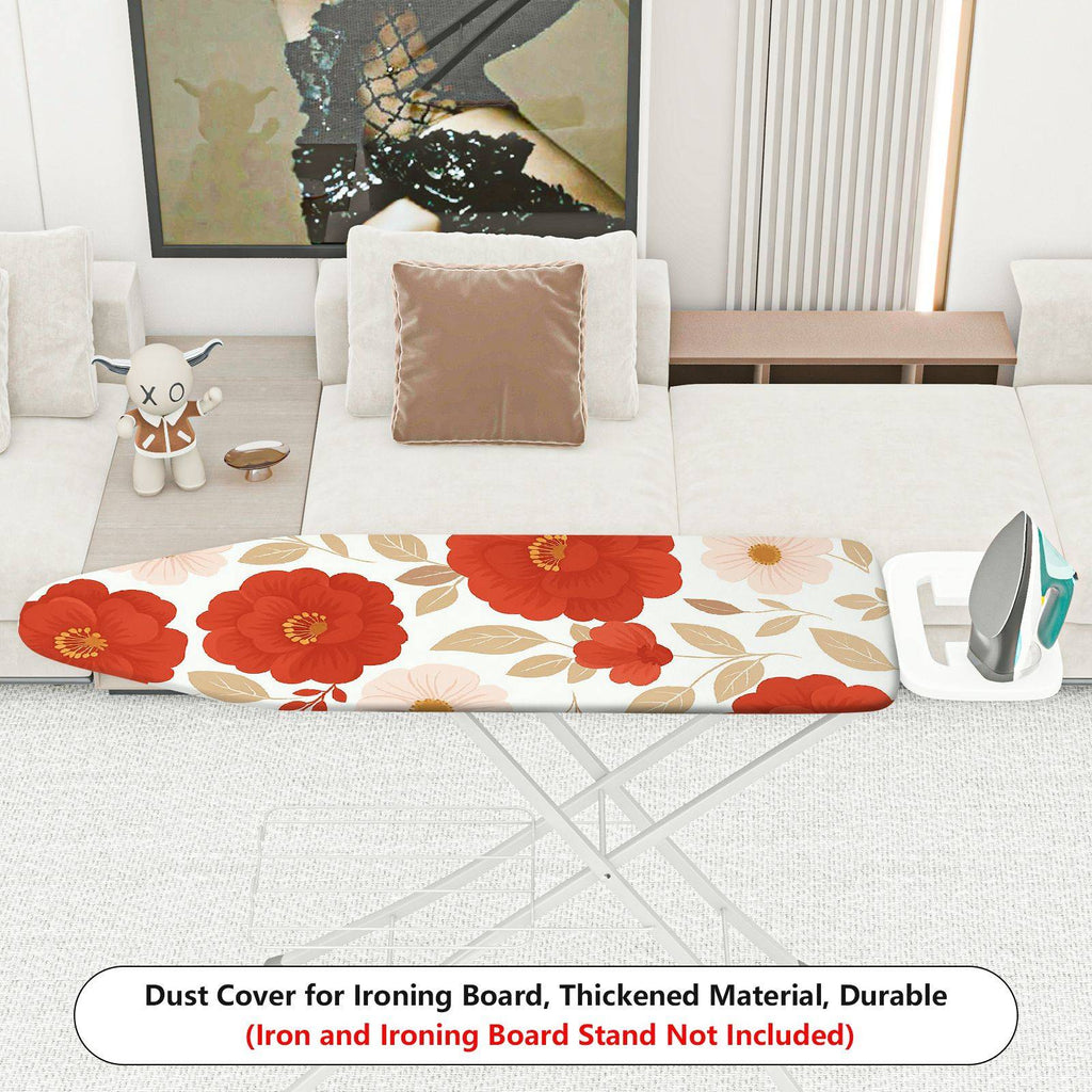 1-Piece Floral Red Beige  Ironing Board Cover, Universal Size, Without Board