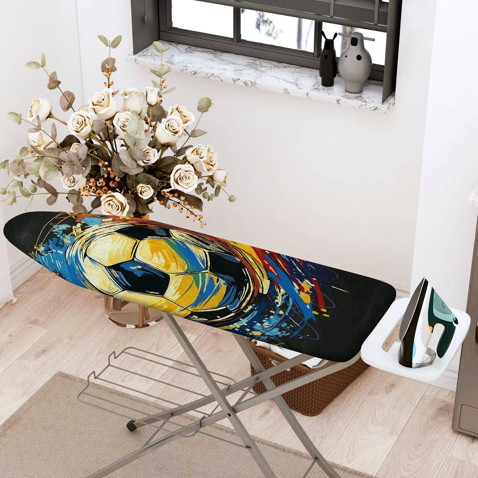 1-Piece Soccer Splash Abstract  Ironing Board Cover, Universal Size, Without Board