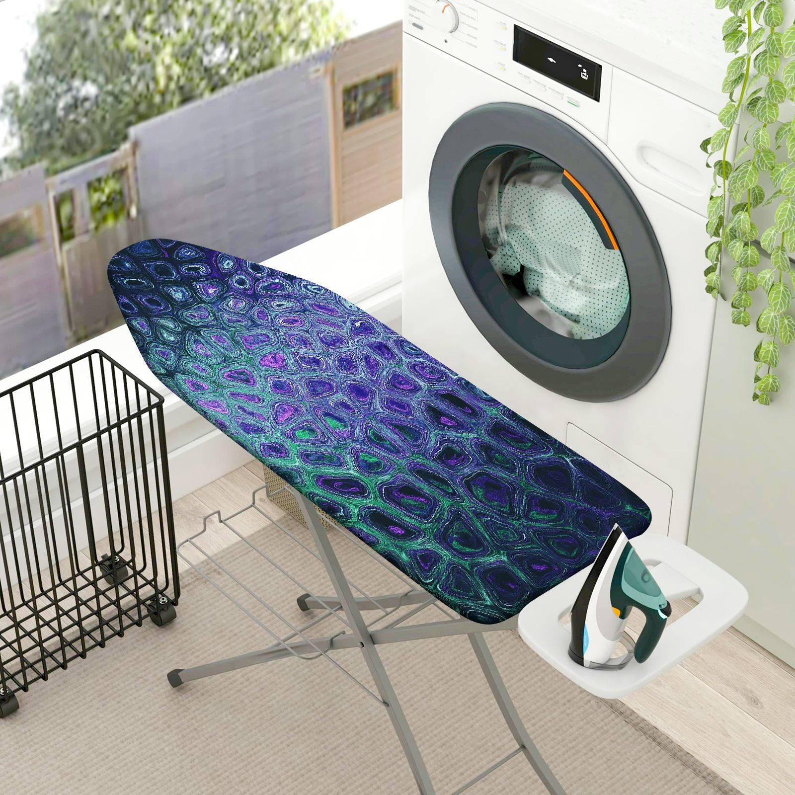 1-Piece Peacock Feather Abstract Pattern Colorful  Ironing Board Cover, Universal Size, Without Board