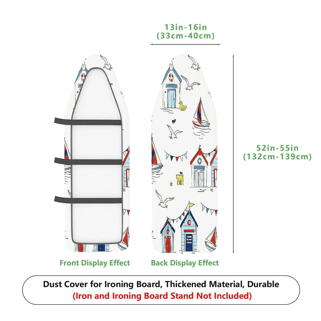 1-Piece seaside house seagull ocean  Ironing Board Cover, Universal Size, Without Board