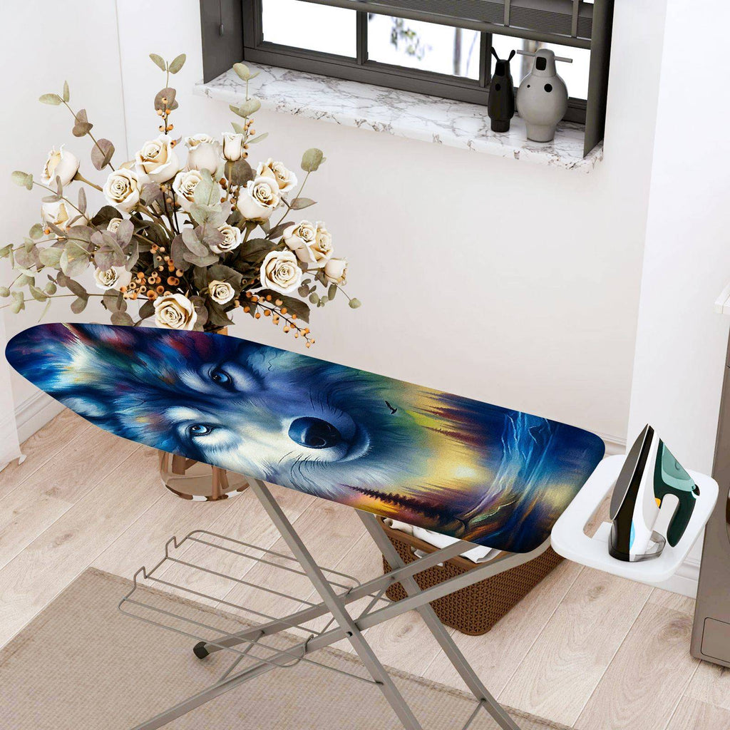 1-Piece Colorful Wolf Art Animal  Ironing Board Cover, Universal Size, Without Board