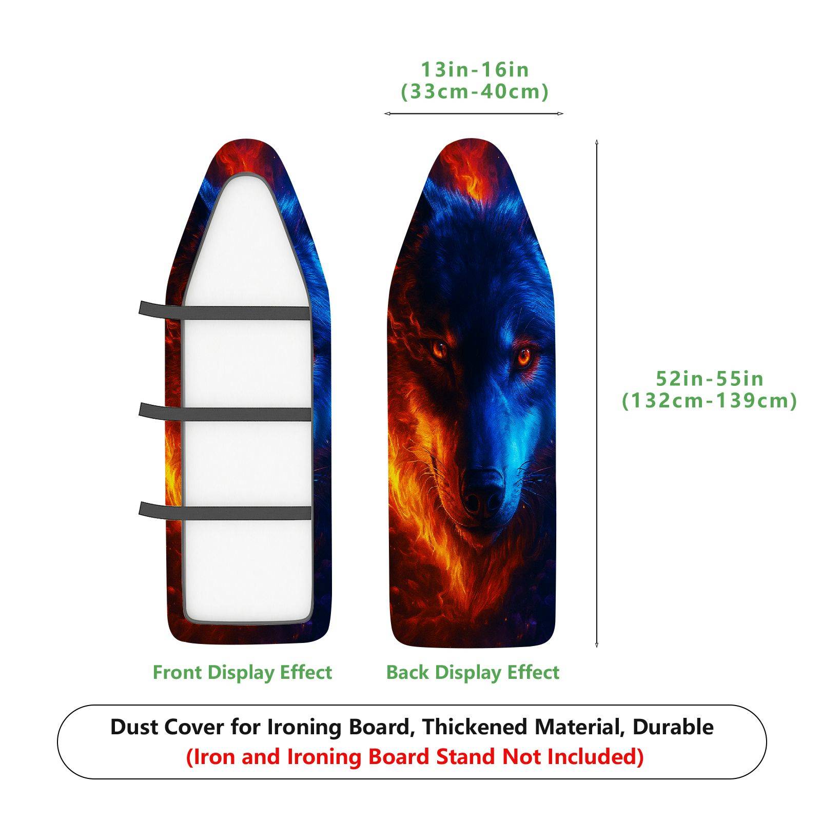 1-Piece Wolf Fiery Blue Abstract  Ironing Board Cover, Universal Size, Without Board