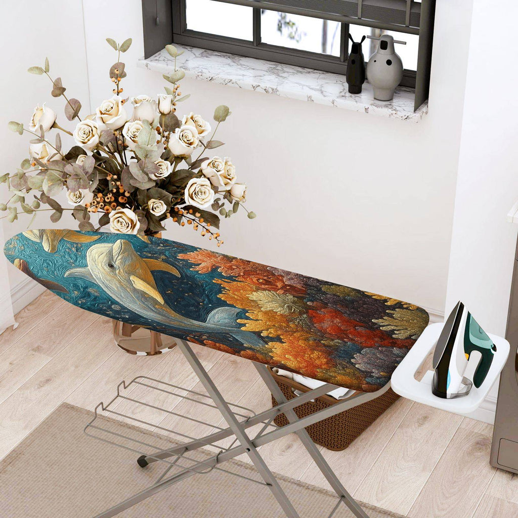 1-Piece Dolphin Ocean Fish  Ironing Board Cover, Universal Size, Without Board