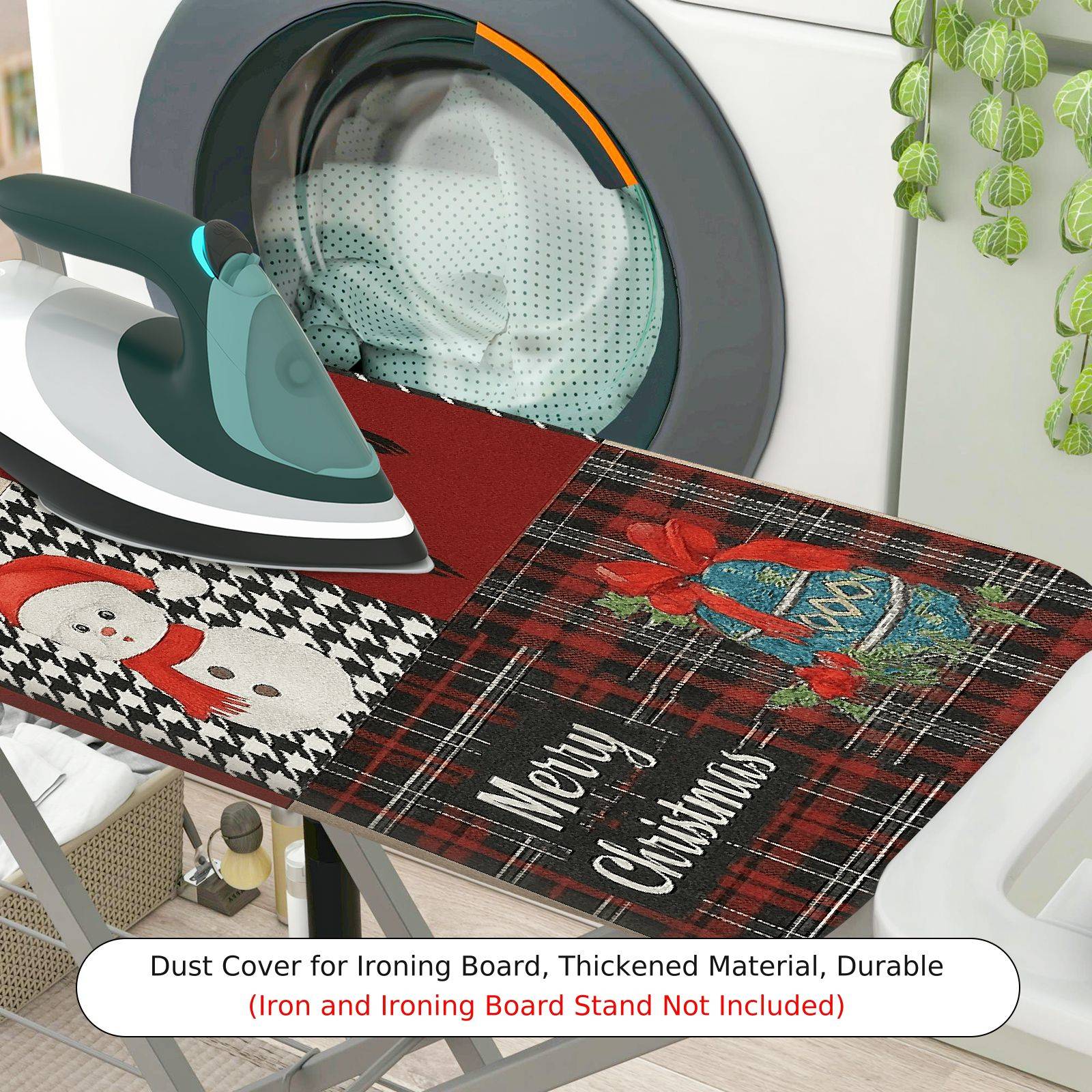 1-Piece Christmas Reindeer Snowman  Ironing Board Cover, Universal Size, Without Board