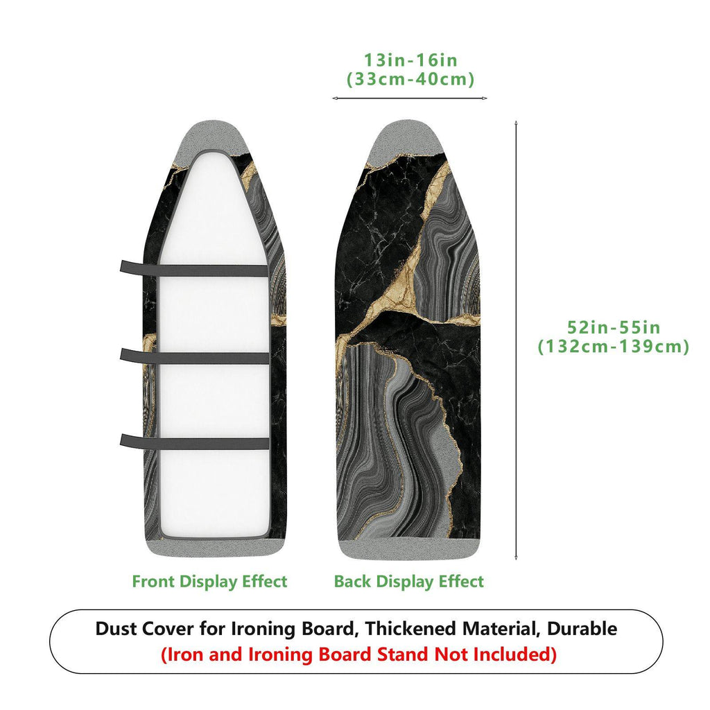 1-Piece Marble Black Gold Abstract  Ironing Board Cover, Universal Size, Without Board