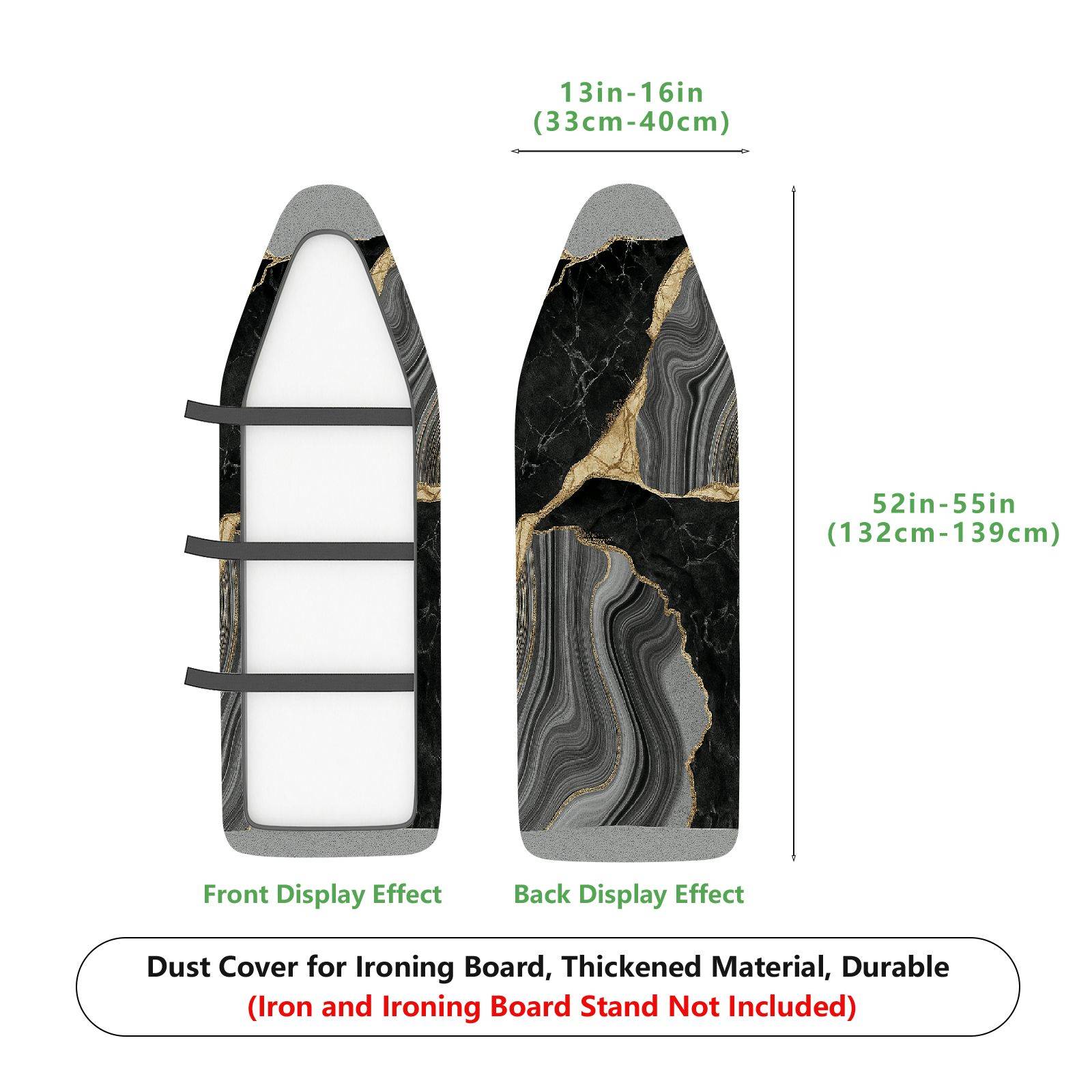 1-Piece Marble Black Gold Abstract  Ironing Board Cover, Universal Size, Without Board