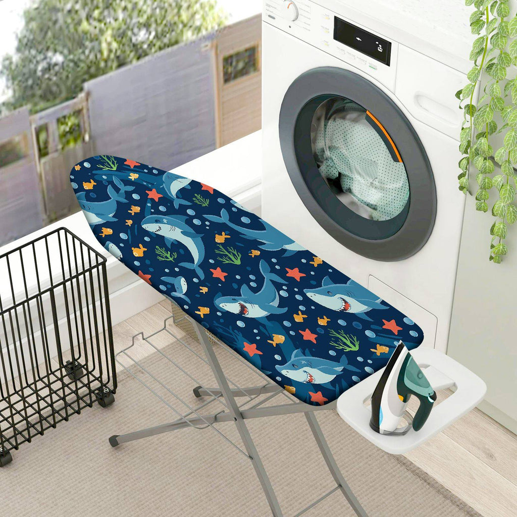 1-Piece Shark Ocean Fish  Ironing Board Cover, Universal Size, Without Board