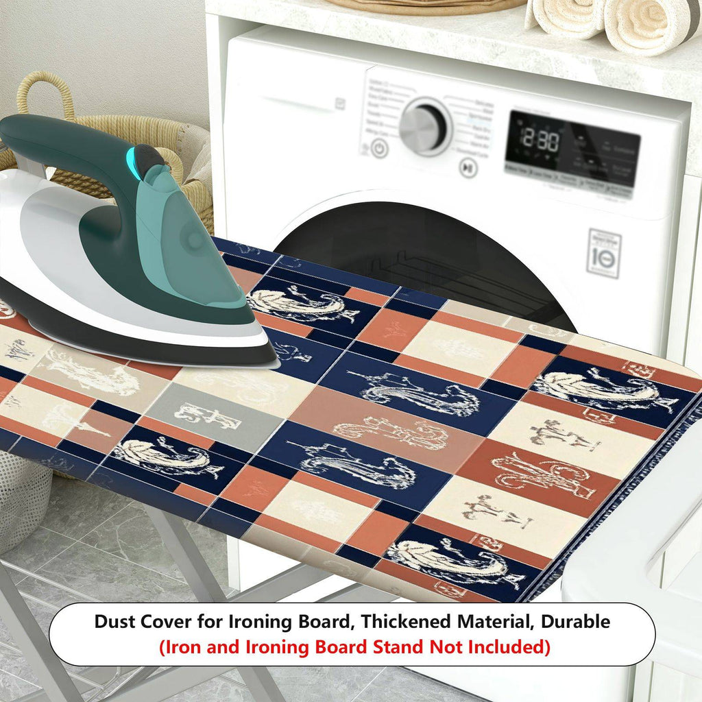 1-Piece Retro Check Floral  Ironing Board Cover, Universal Size, Without Board
