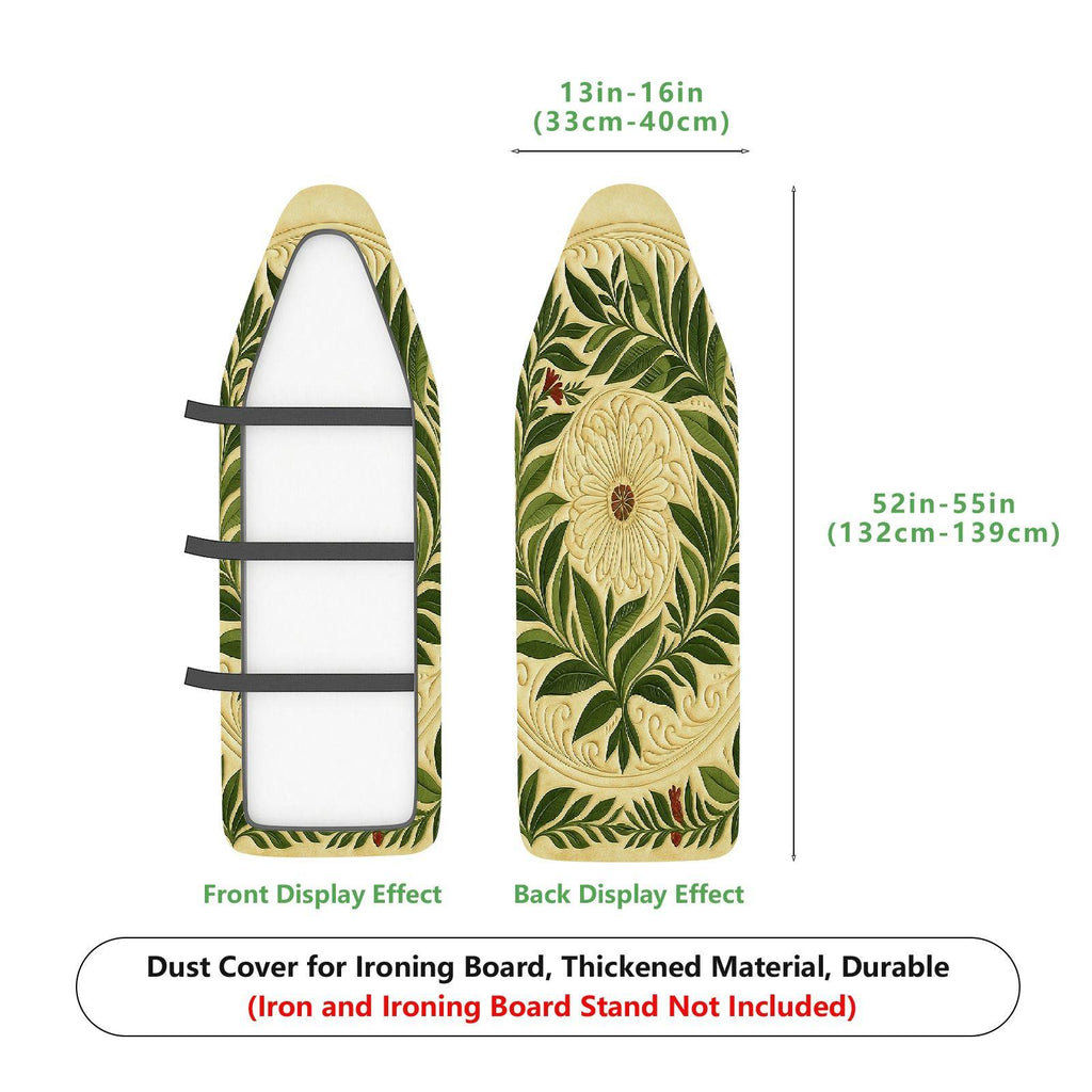 1-Piece Floral Leaf Pattern Beige Green  Ironing Board Cover, Universal Size, Without Board