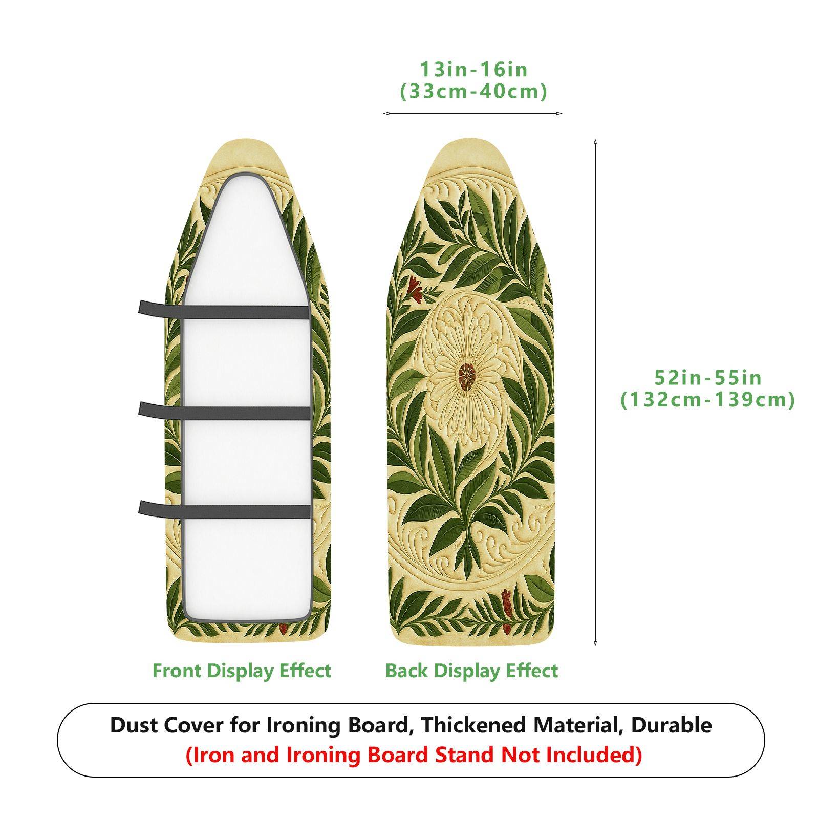 1-Piece Floral Leaf Pattern Beige Green  Ironing Board Cover, Universal Size, Without Board