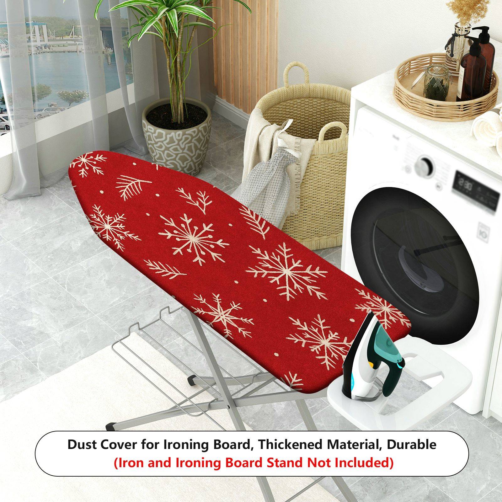 1-Piece Christmas Snowflake Red  Ironing Board Cover, Universal Size, Without Board