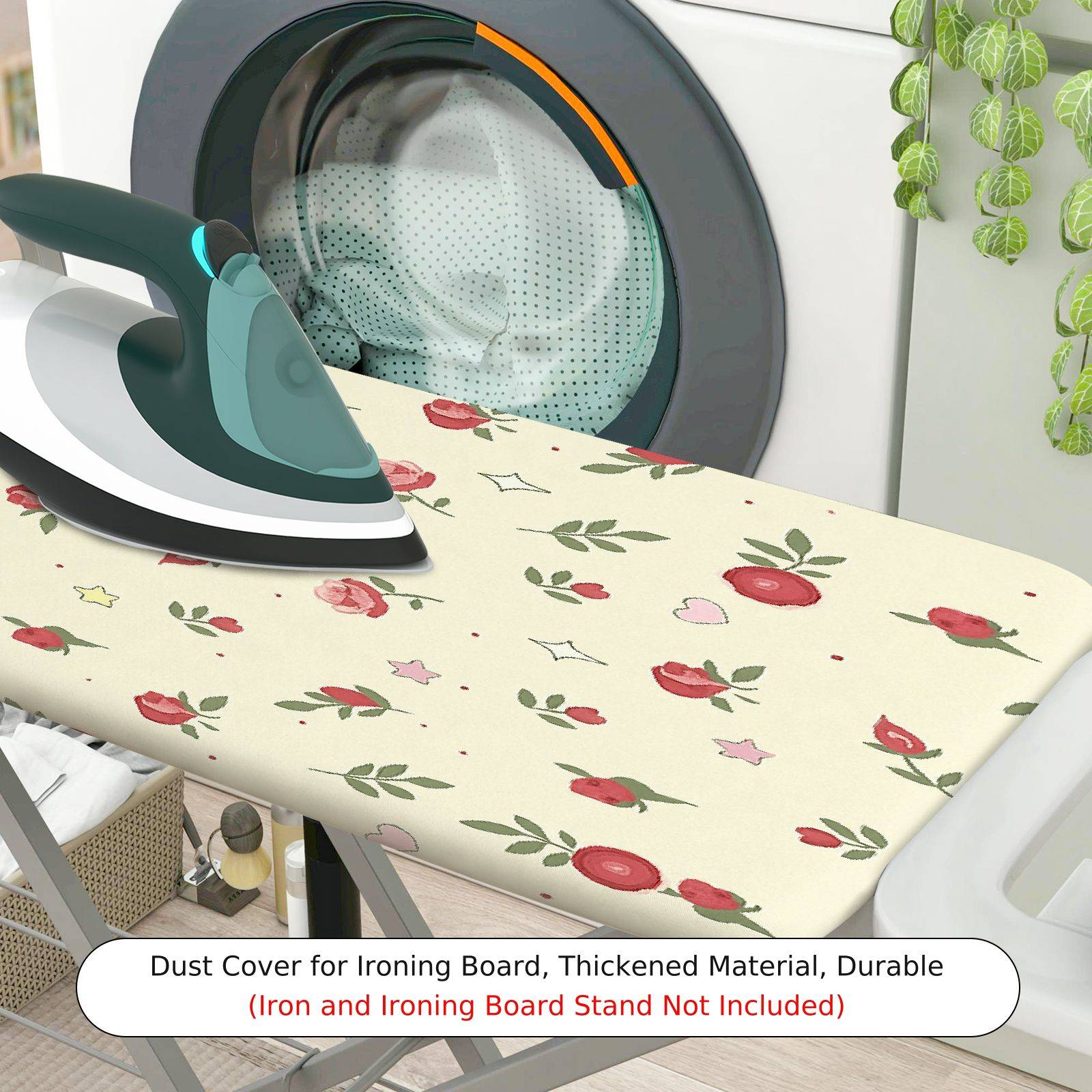 1-Piece Floral Red Pink Green  Ironing Board Cover, Universal Size, Without Board