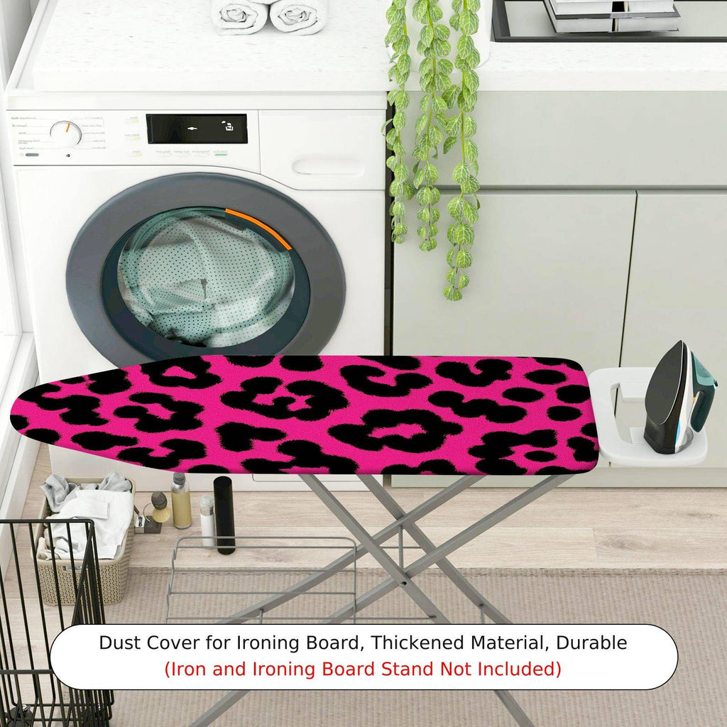 1-Piece Leopard Print Pink Black  Ironing Board Cover, Universal Size, Without Board