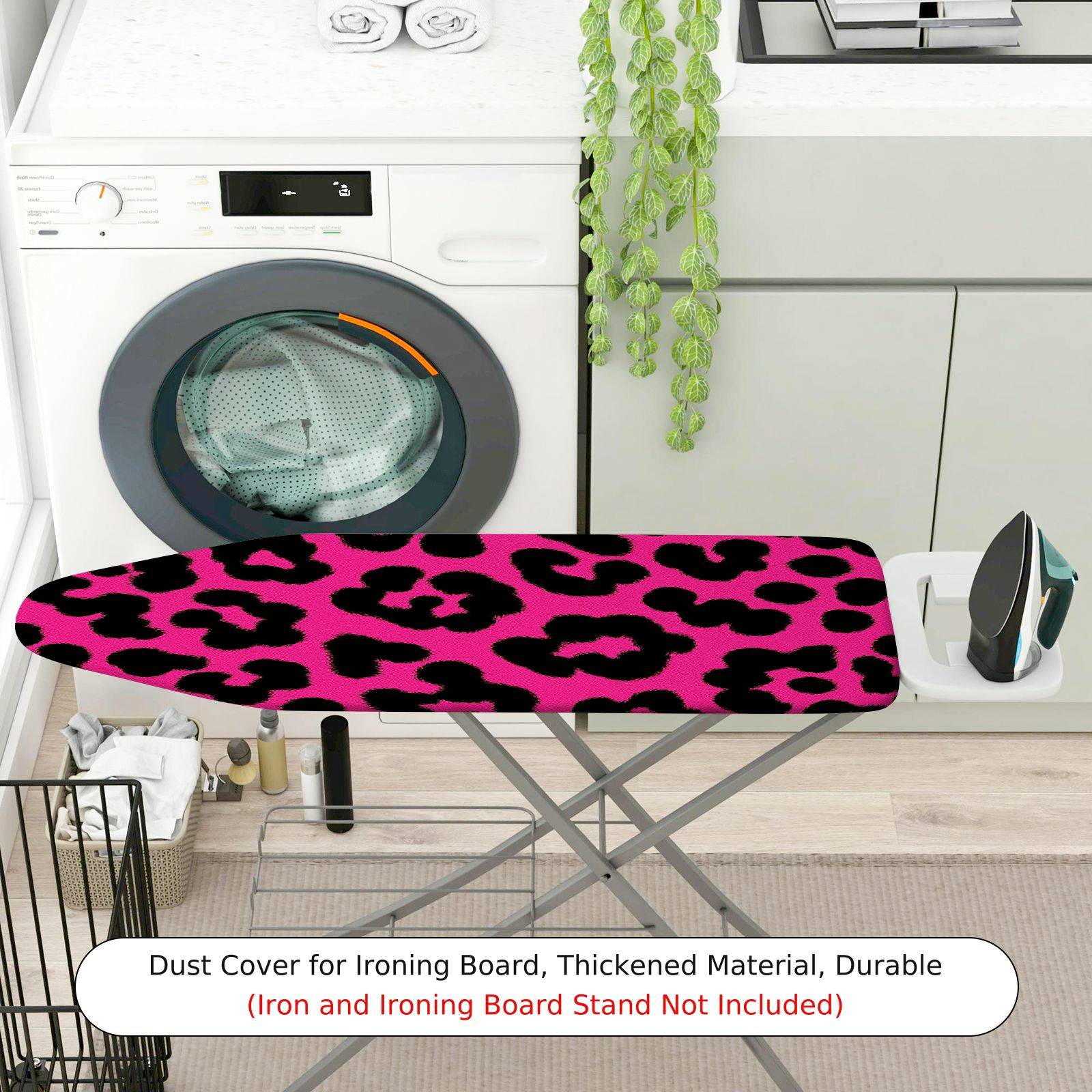 1-Piece Leopard Print Pink Black  Ironing Board Cover, Universal Size, Without Board