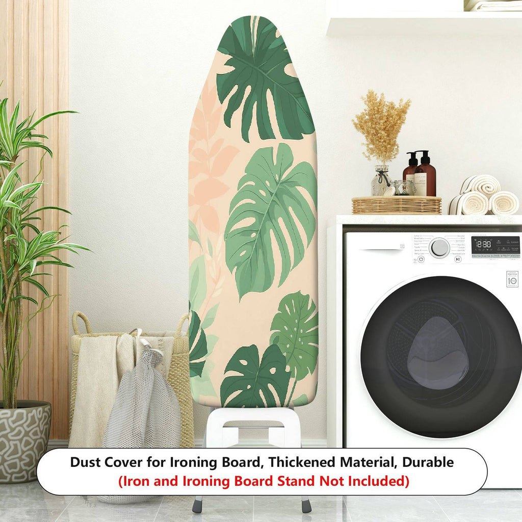 1-Piece Tropical Leaf Pattern Green Beige  Ironing Board Cover, Universal Size, Without Board