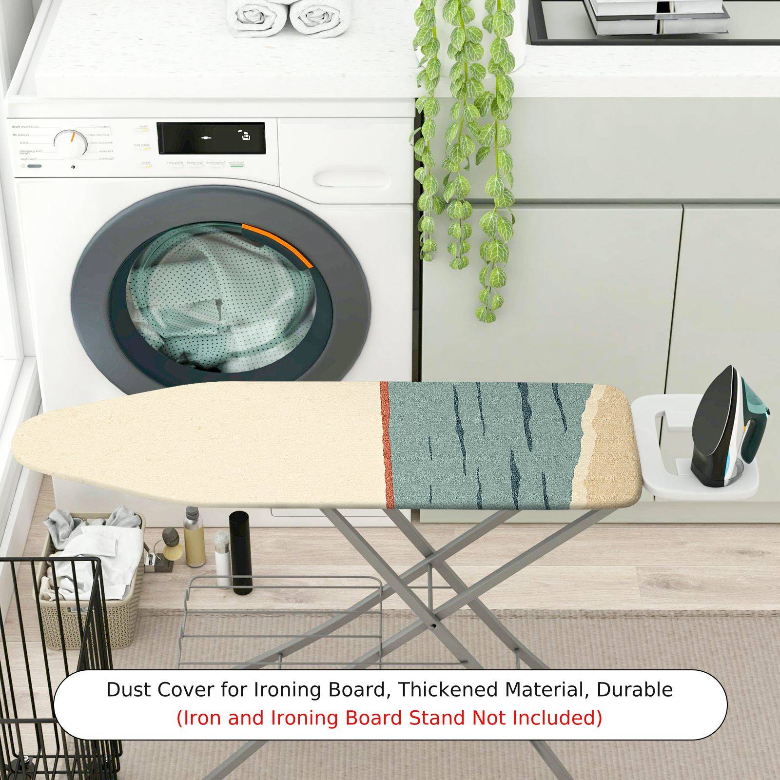 1-Piece Geometric Art Blue Beige  Ironing Board Cover, Universal Size, Without Board