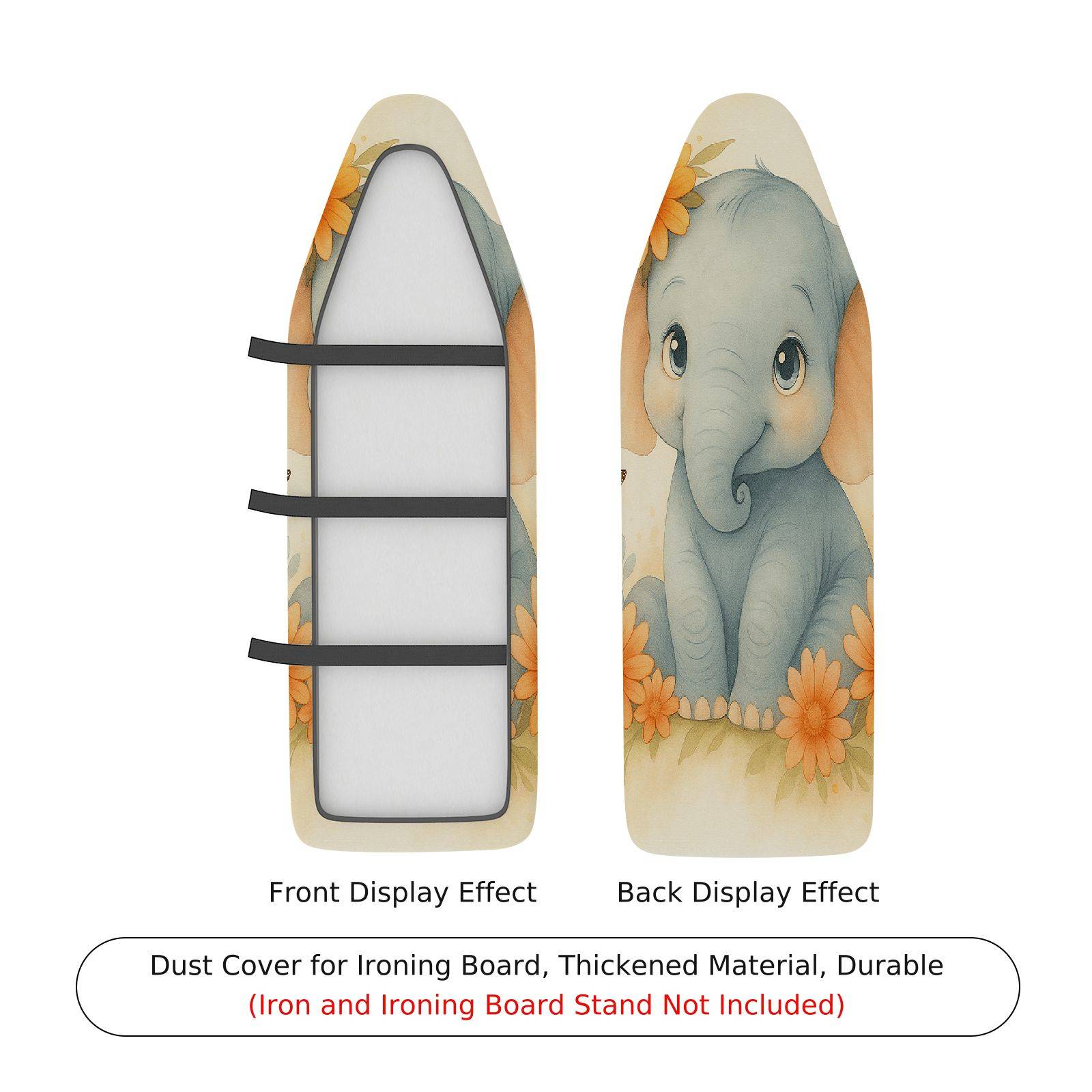 1-Piece Elephant Floral Animal  Ironing Board Cover, Universal Size, Without Board