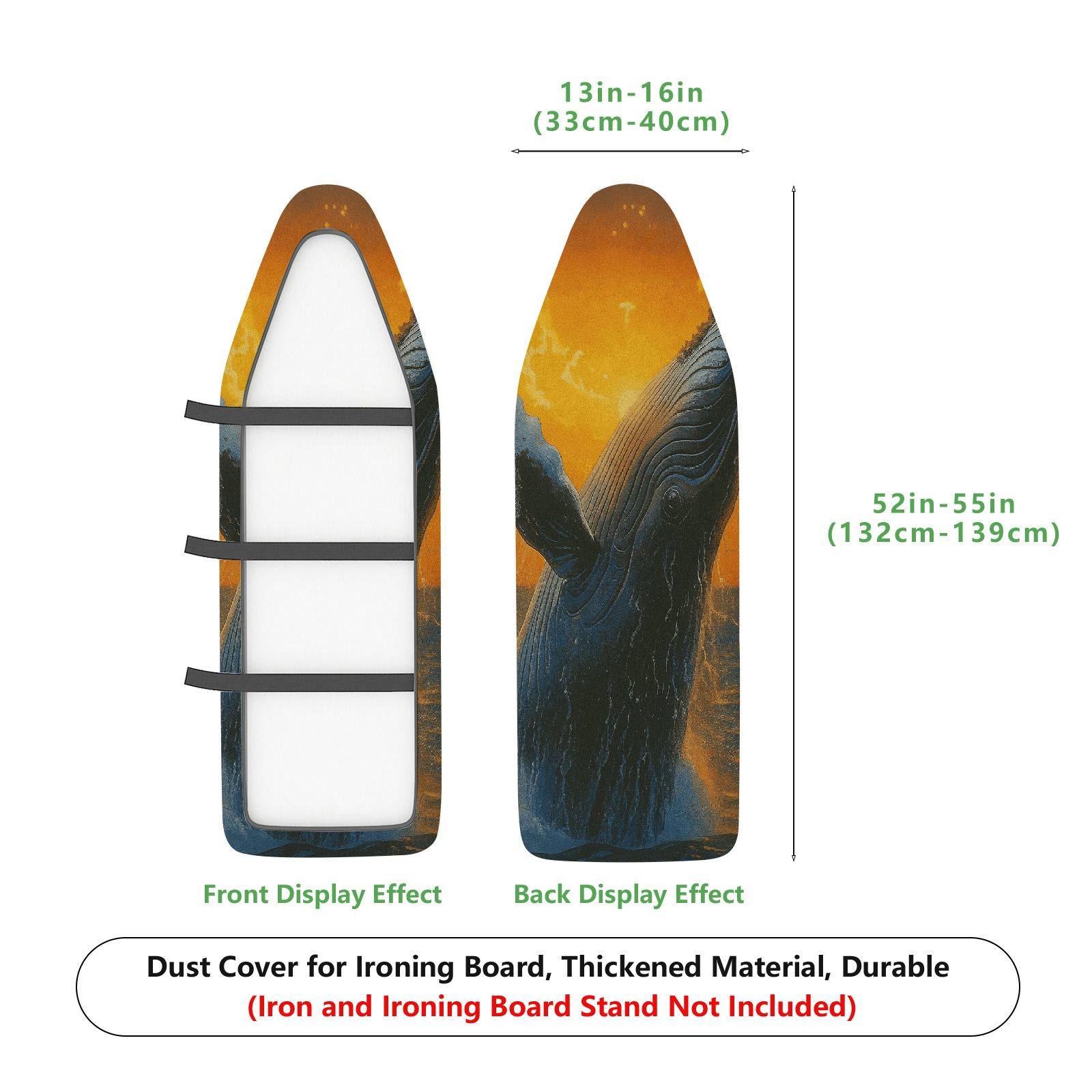1-Piece Whale Ocean Sunset  Ironing Board Cover, Universal Size, Without Board