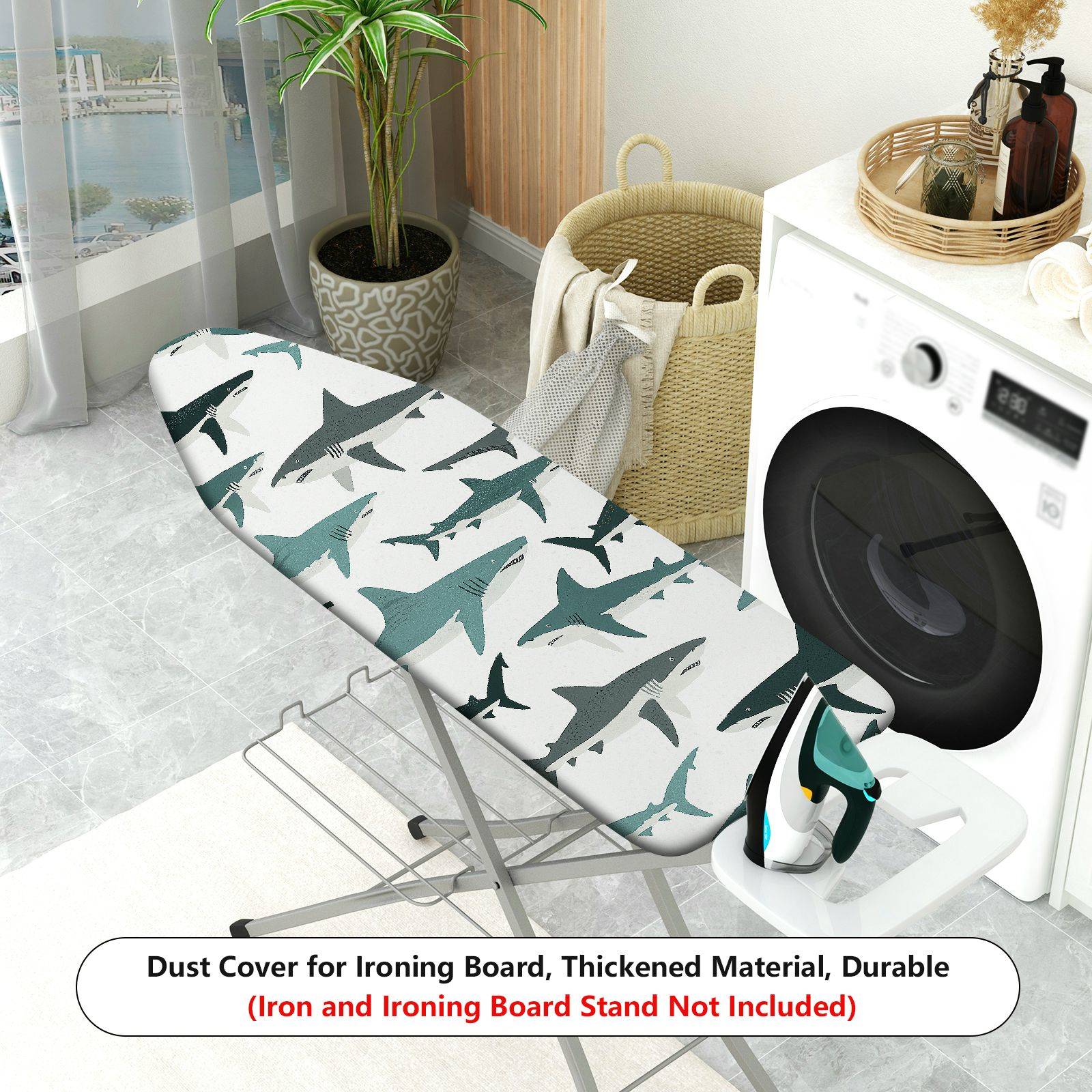 1-Piece Shark Ocean Marine  Ironing Board Cover, Universal Size, Without Board