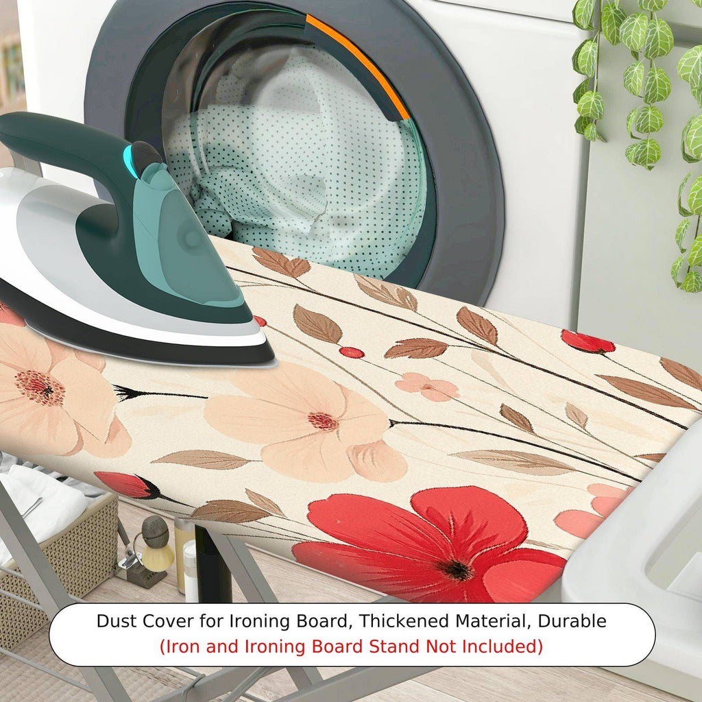1-Piece Floral Pattern Pink Red Blossoms  Ironing Board Cover, Universal Size, Without Board