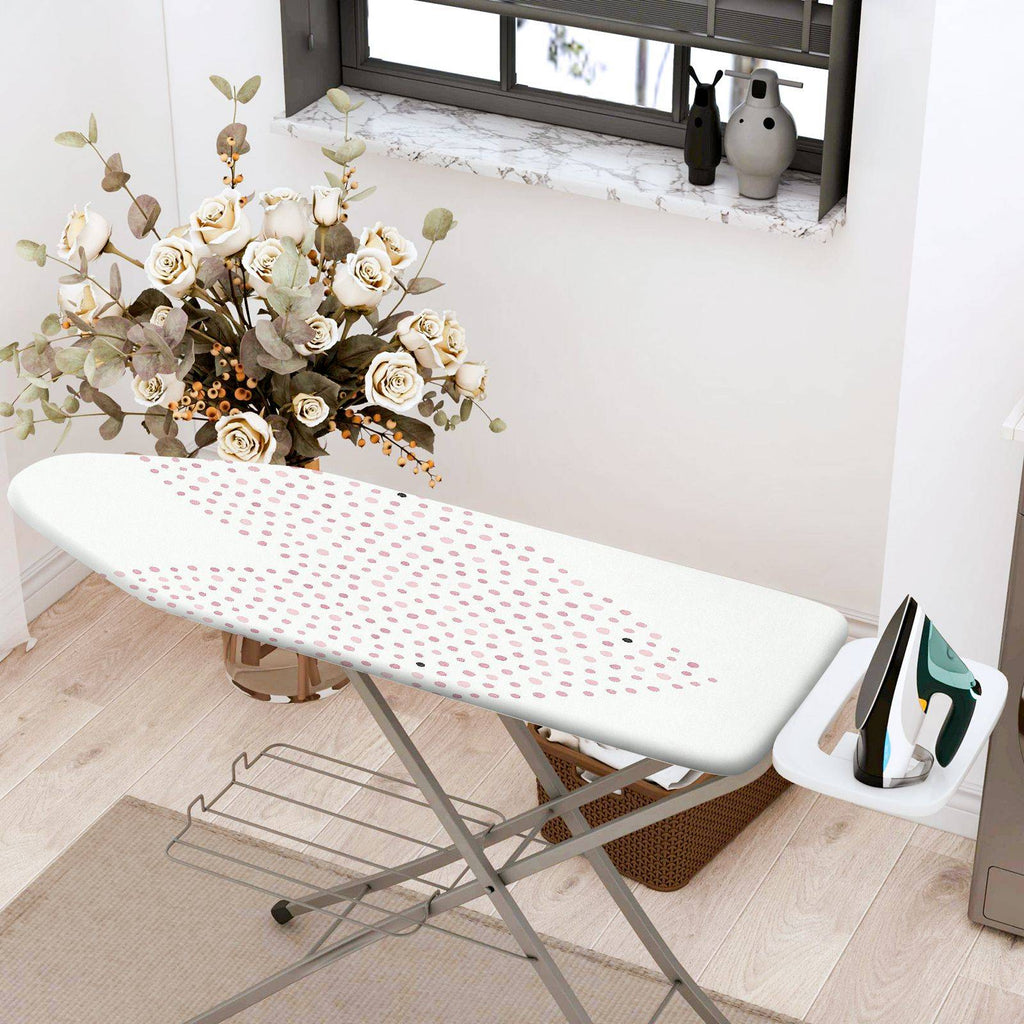 1-Piece Dotted White Pink  Ironing Board Cover, Universal Size, Without Board