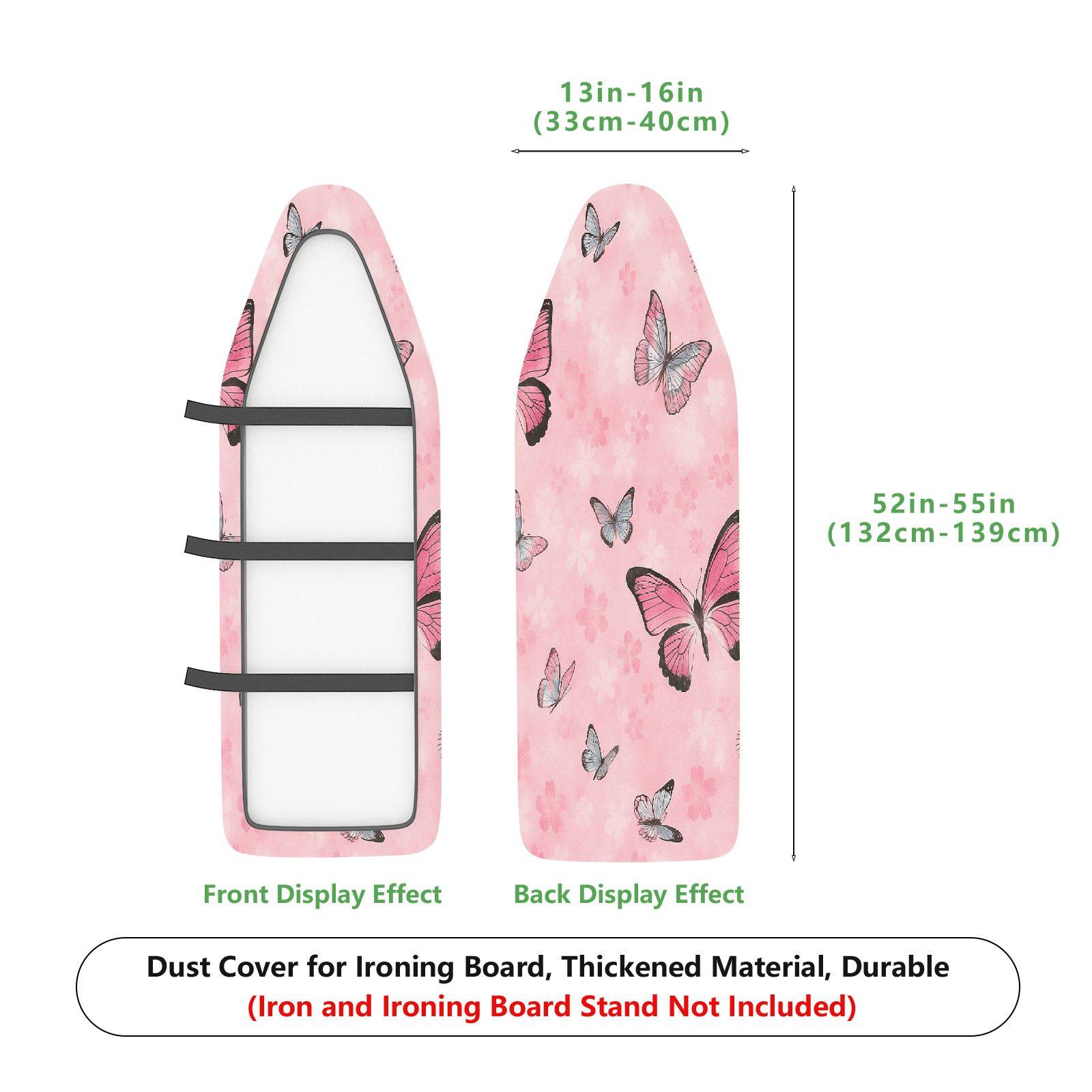 1-Piece Pink Butterfly Floral  Ironing Board Cover, Universal Size, Without Board