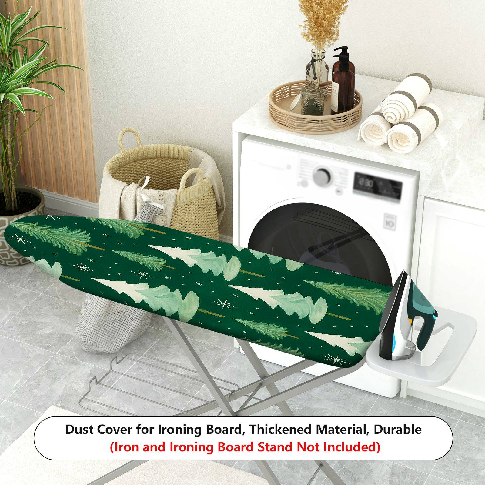 1-Piece Christmas Trees Green Stars  Ironing Board Cover, Universal Size, Without Board