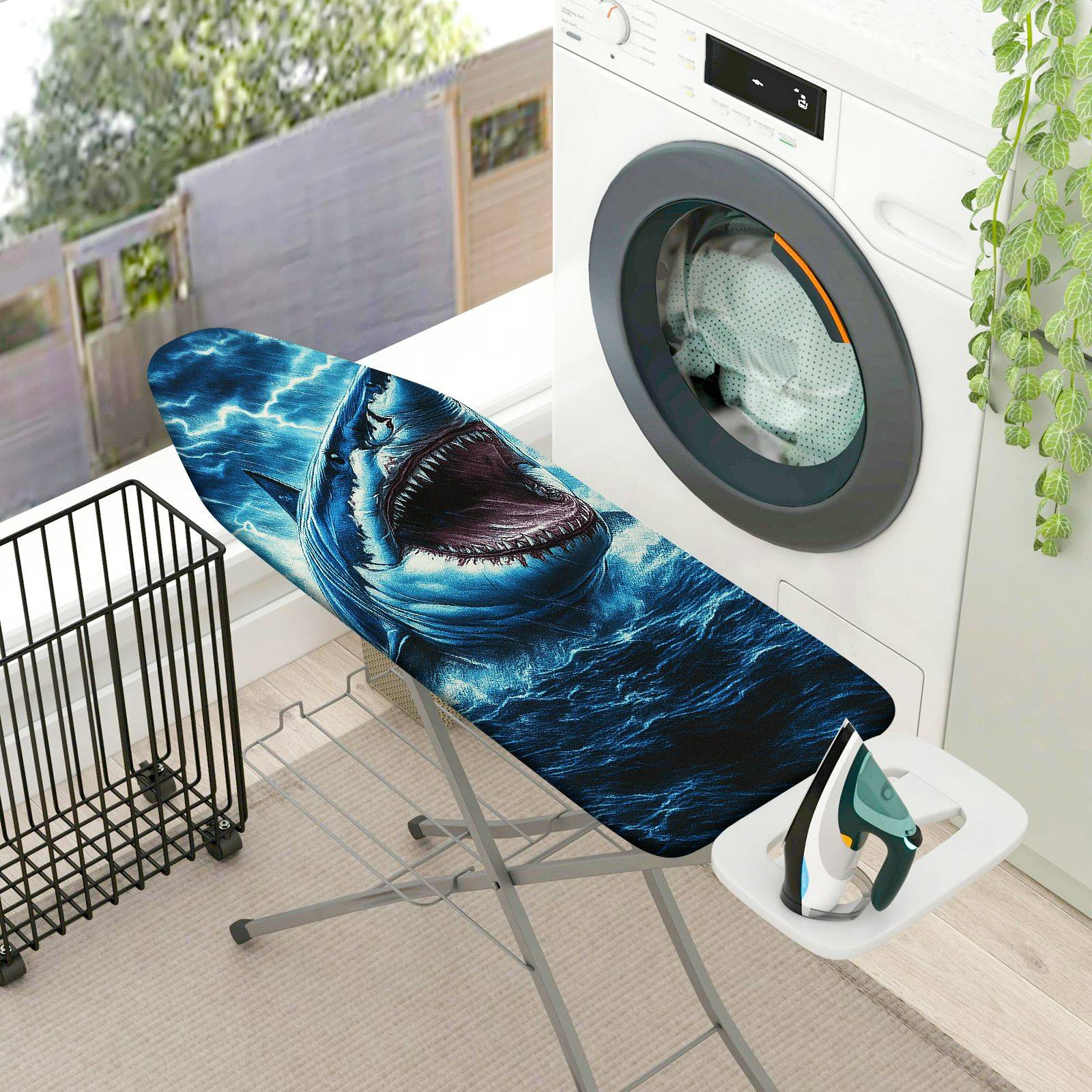 1-Piece Shark Lightning Ocean  Ironing Board Cover, Universal Size, Without Board