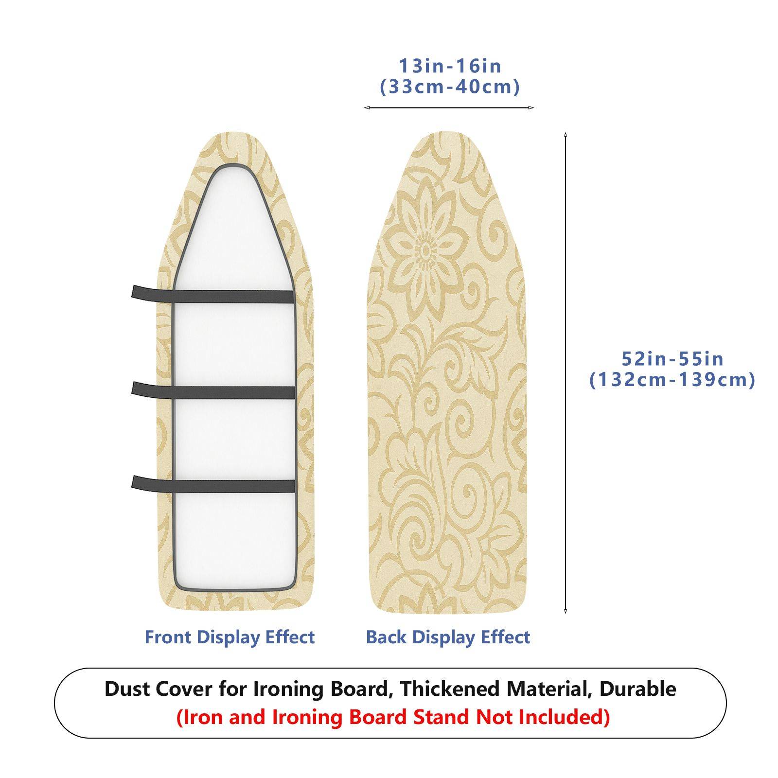1-Piece Floral Pattern Beige Elegant  Ironing Board Cover, Universal Size, Without Board